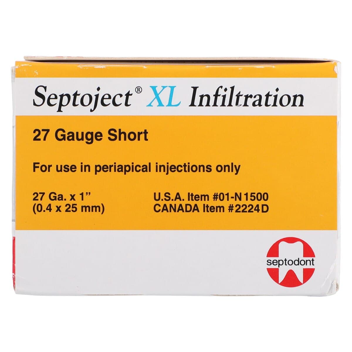 Septoject XL Dental Needle, 27 Gauge Short (25mm), Infiltration, Sterile, 100/Box, 01-N1500 thumbnail 6
