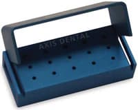 Axis Blue Bur Block AB327-1U, 15 Hole (10 FG Short Shank / 5 RA Short), Anodized Aluminum, Autoclavable - Blue Bur Block AB327 Series - Image 1