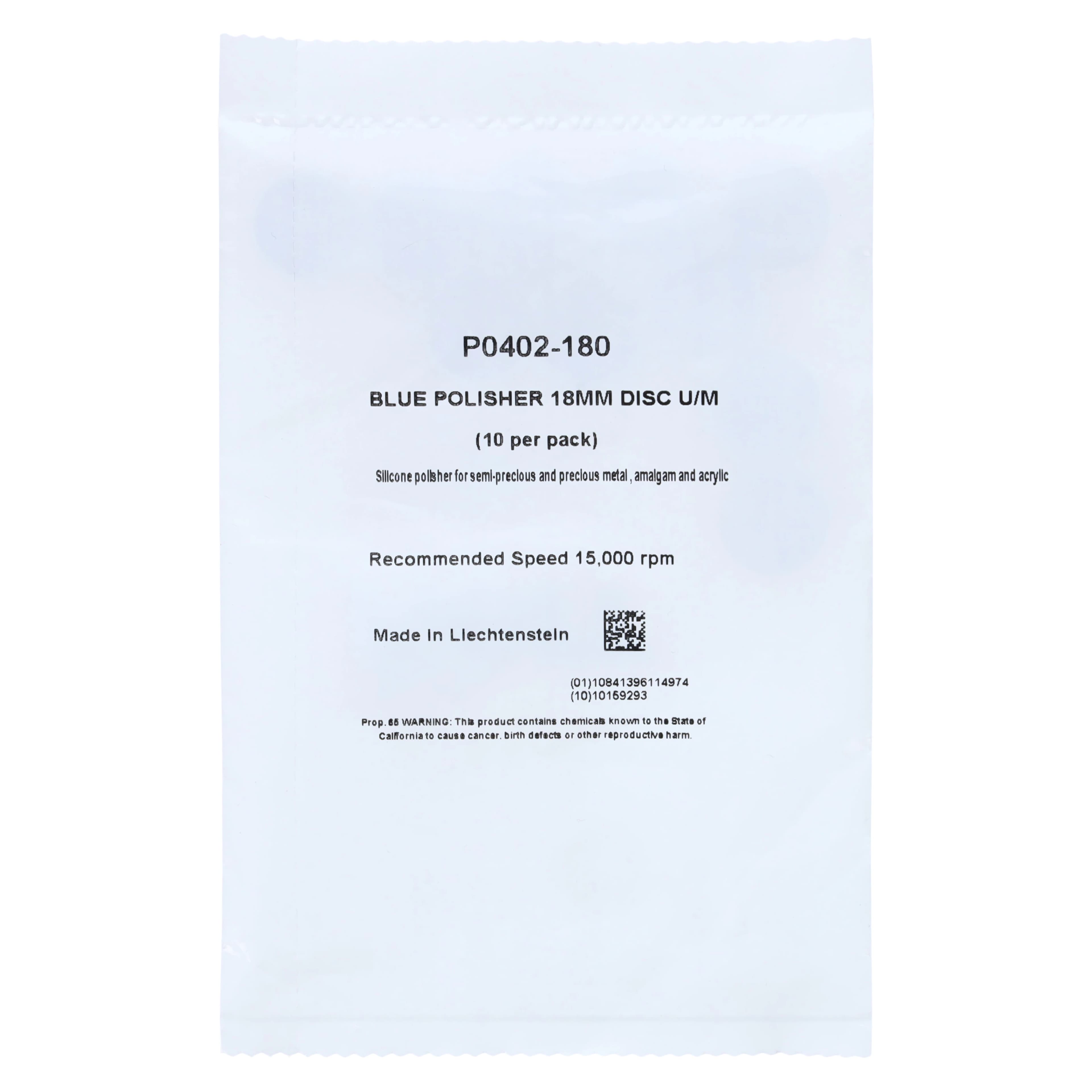 NTI Silicone Polisher, Blue, Medium Grit, Large Disc #180, Unmounted, 18 mm, 10/Pk, P0402-180 thumbnail 2