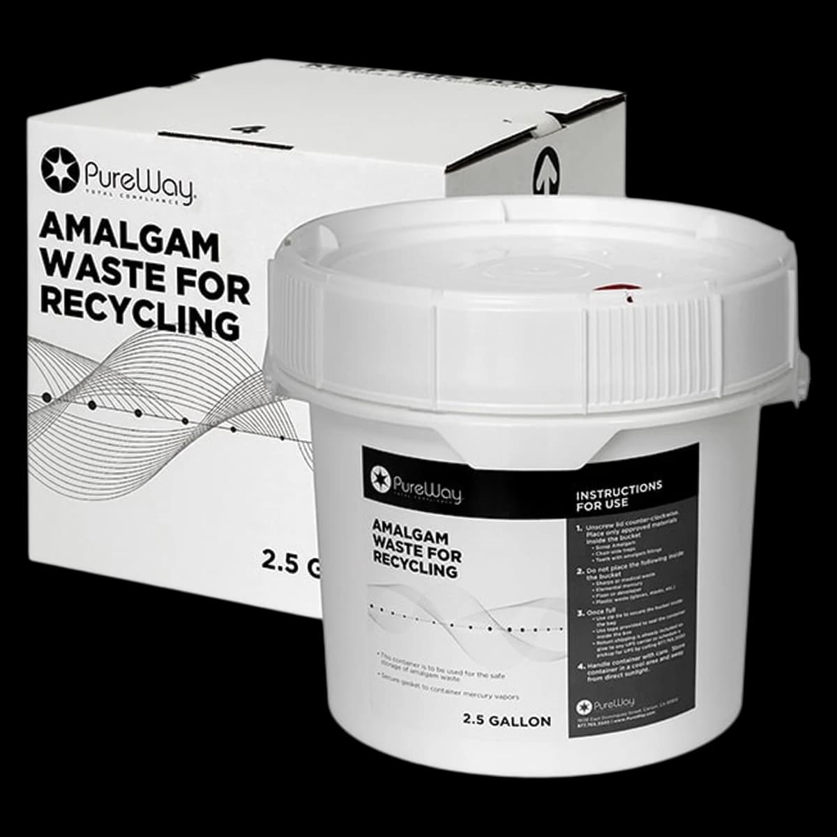 PureWay Amalgam Recycling System, 2.5 Gallon Bucket, Mail-Back with Pre-Paid Shipping - PureWay Amalgam Recycling Systems - 2.5 Gallon System - Image 1