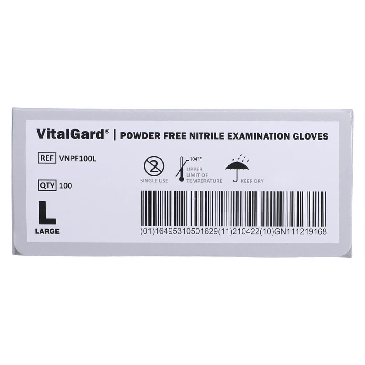 VitalGard Nitrile Exam Gloves, Powder-Free, Latex-Free, Textured, Non-Sterile, Large, Blue, 100/Box, VNPF100L thumbnail 6