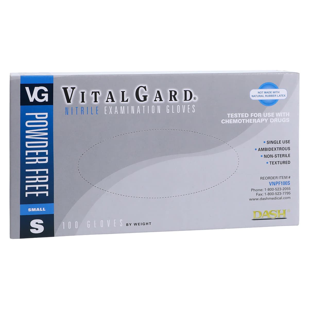 VitalGard® Nitrile Exam Gloves, Powder Free, Latex Free, Non-Sterile, Small, Blue, Textured, 100/Box, VNPF100S thumbnail 4