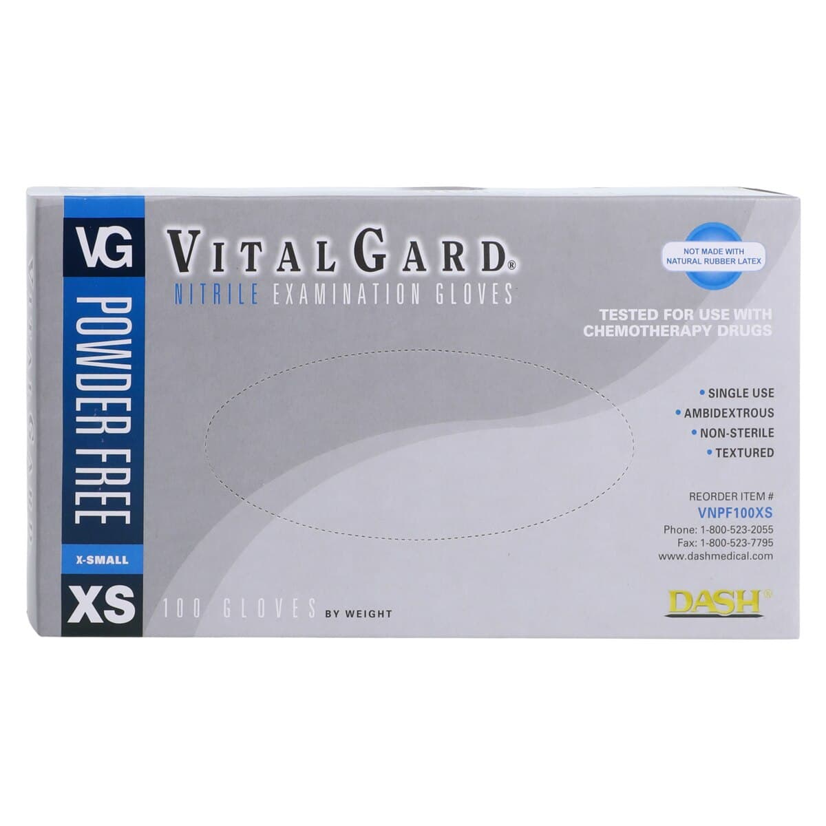 VitalGard® Nitrile Exam Gloves, Powder Free, Latex Free, Non-Sterile, Extra Small, Blue, 100/Box, VNPF100XS thumbnail 4