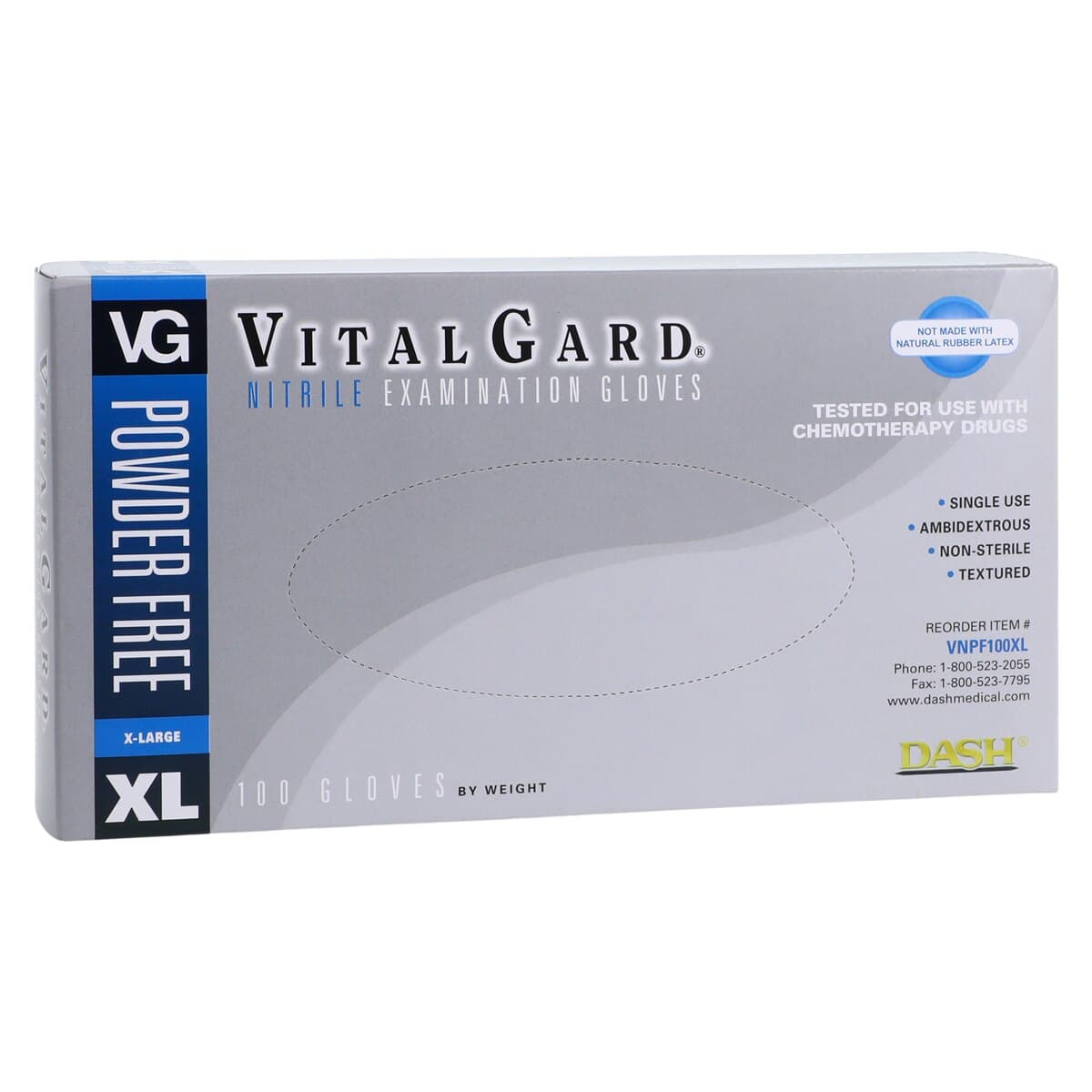 VitalGard® Nitrile Exam Gloves, Powder Free, Latex Free, Non-Sterile, Textured, Extra Large, Blue, 100/Box, VNPF100XL thumbnail 4
