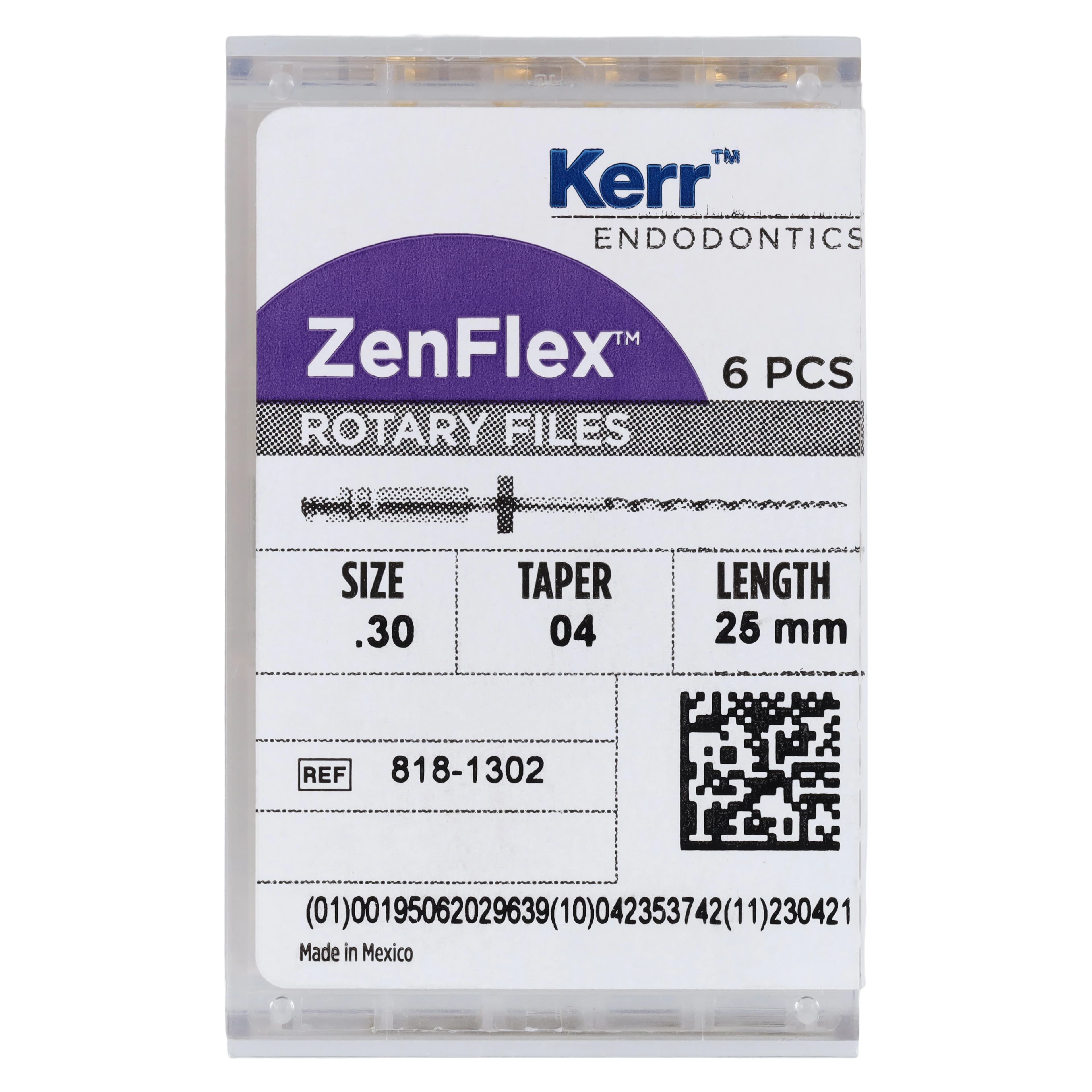 ZenFlex NiTi Rotary Shaping File, .30/.04/25mm, Non-Sterile, 6/Pk, 818-1302 thumbnail 6