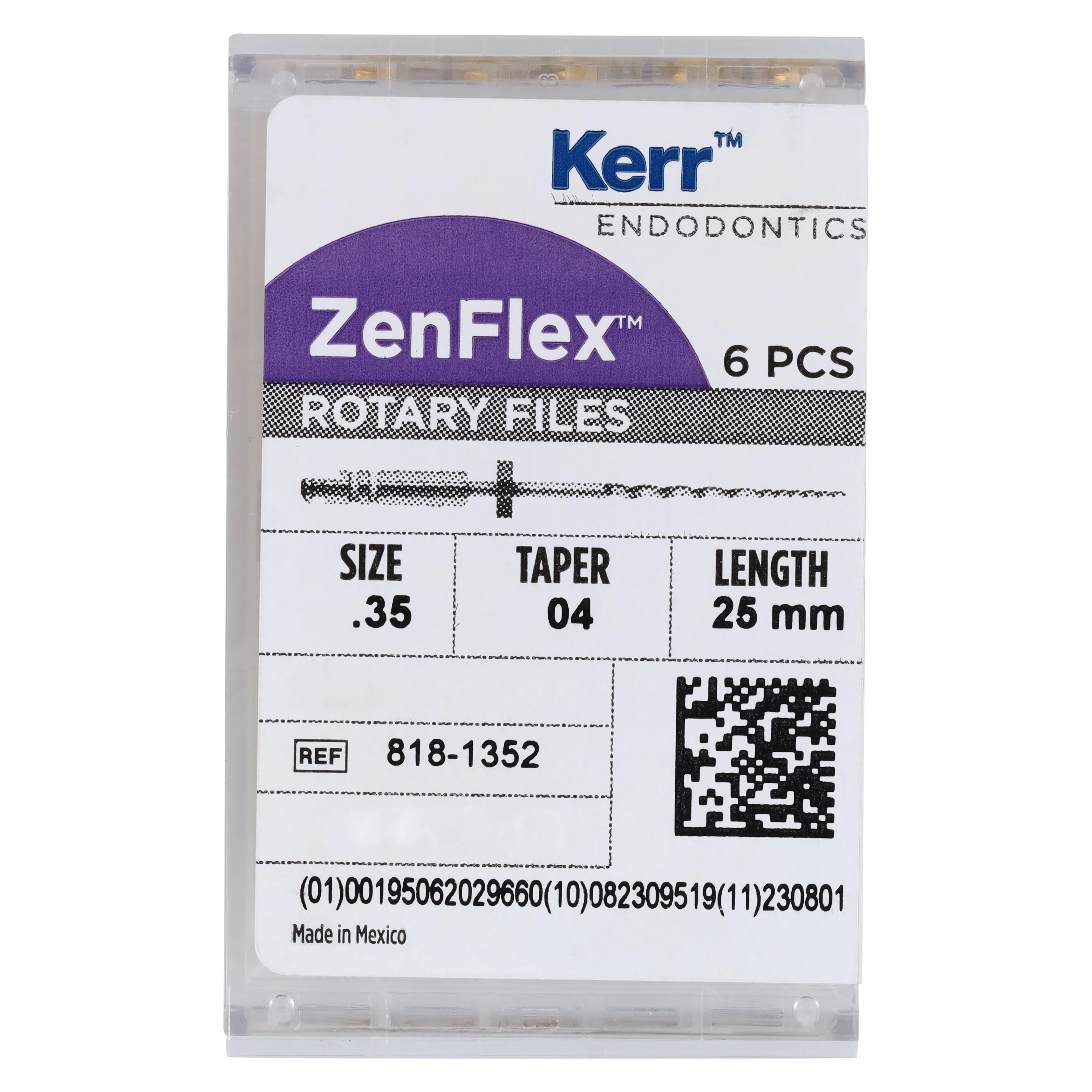 ZenFlex NiTi Rotary Shaping File, .35/.04/25mm, Non-Cutting Tip, 6/Pk, 818-1352 thumbnail 6