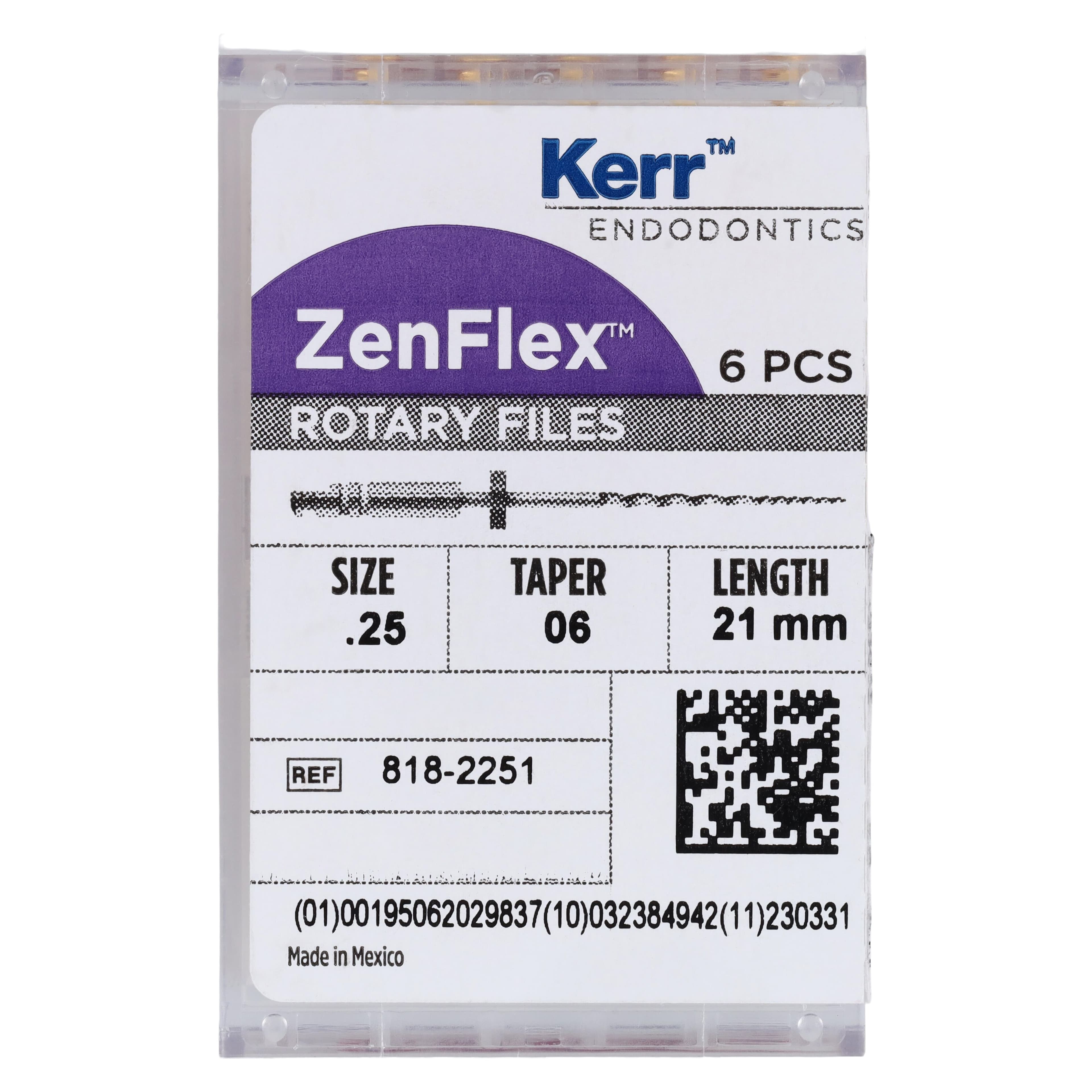 Kerr ZenFlex NiTi Rotary Shaping File, .25/.06/21mm, Non-Cutting Tip, 6/Pk, 818-2251 thumbnail 6