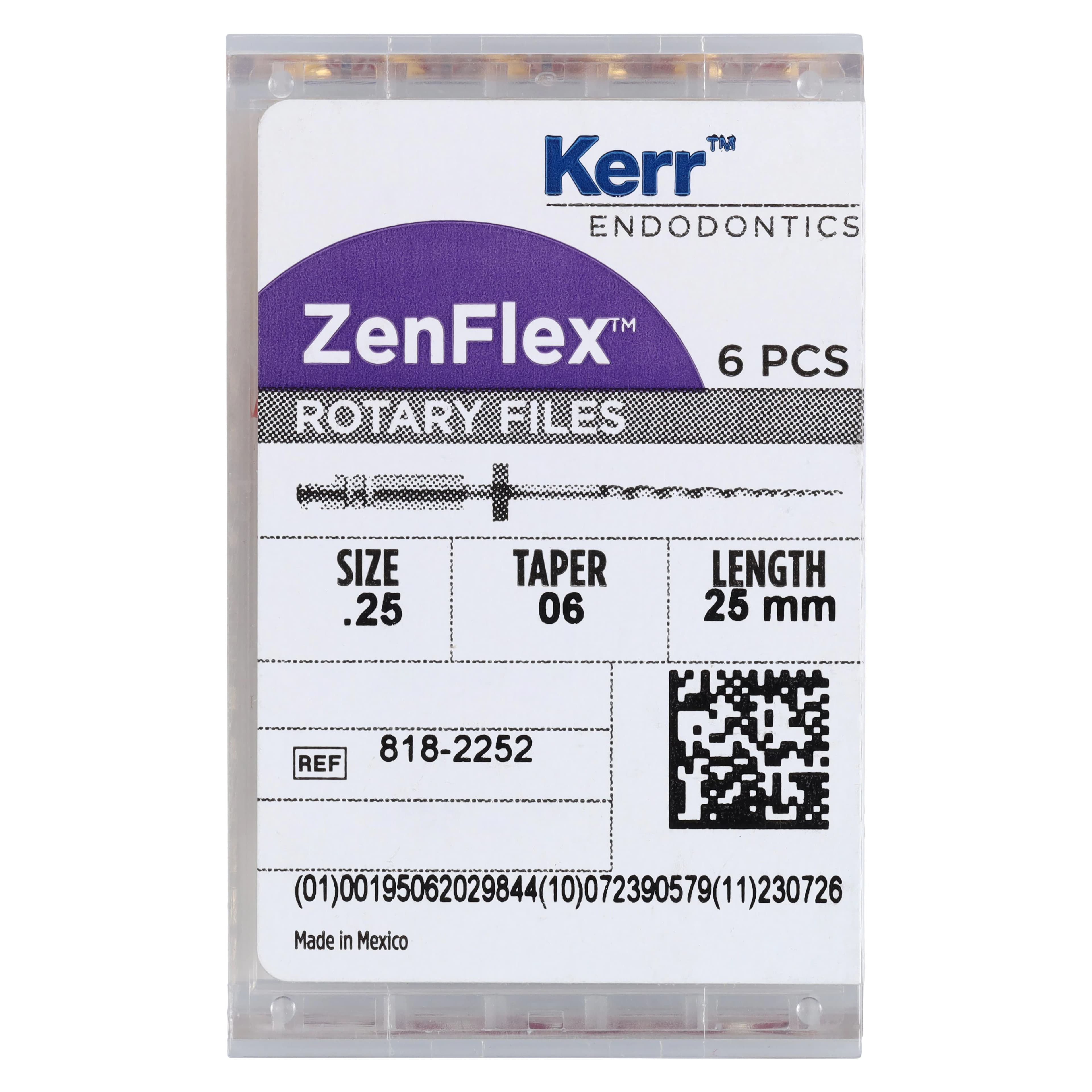 ZenFlex NiTi Rotary Shaping File, .25/.06, 25mm, Non-Cutting Tip, 6/Pk, 818-2252 thumbnail 6