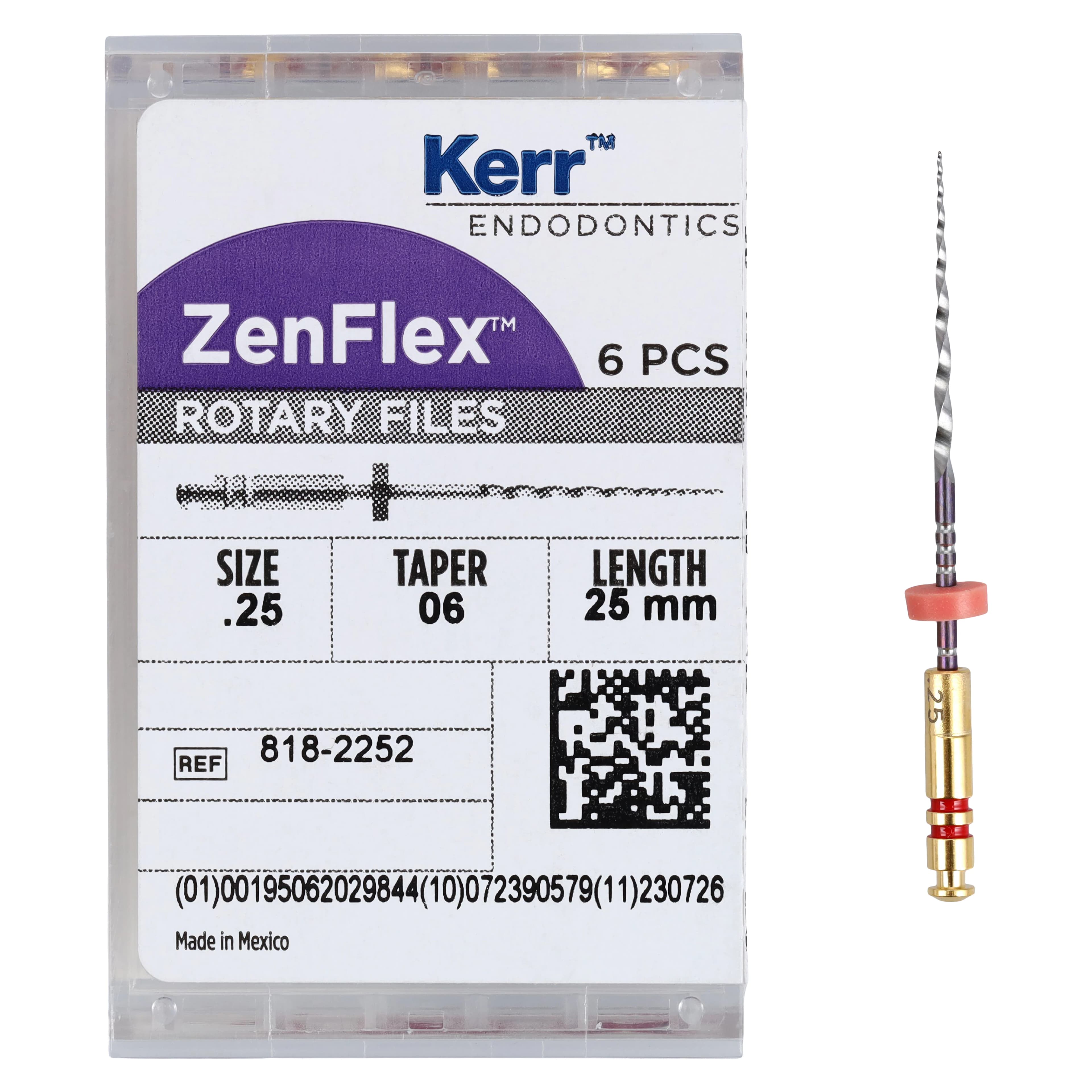 ZenFlex NiTi Rotary Shaping File, .25/.06, 25mm, Non-Cutting Tip, 6/Pk, 818-2252 thumbnail 5