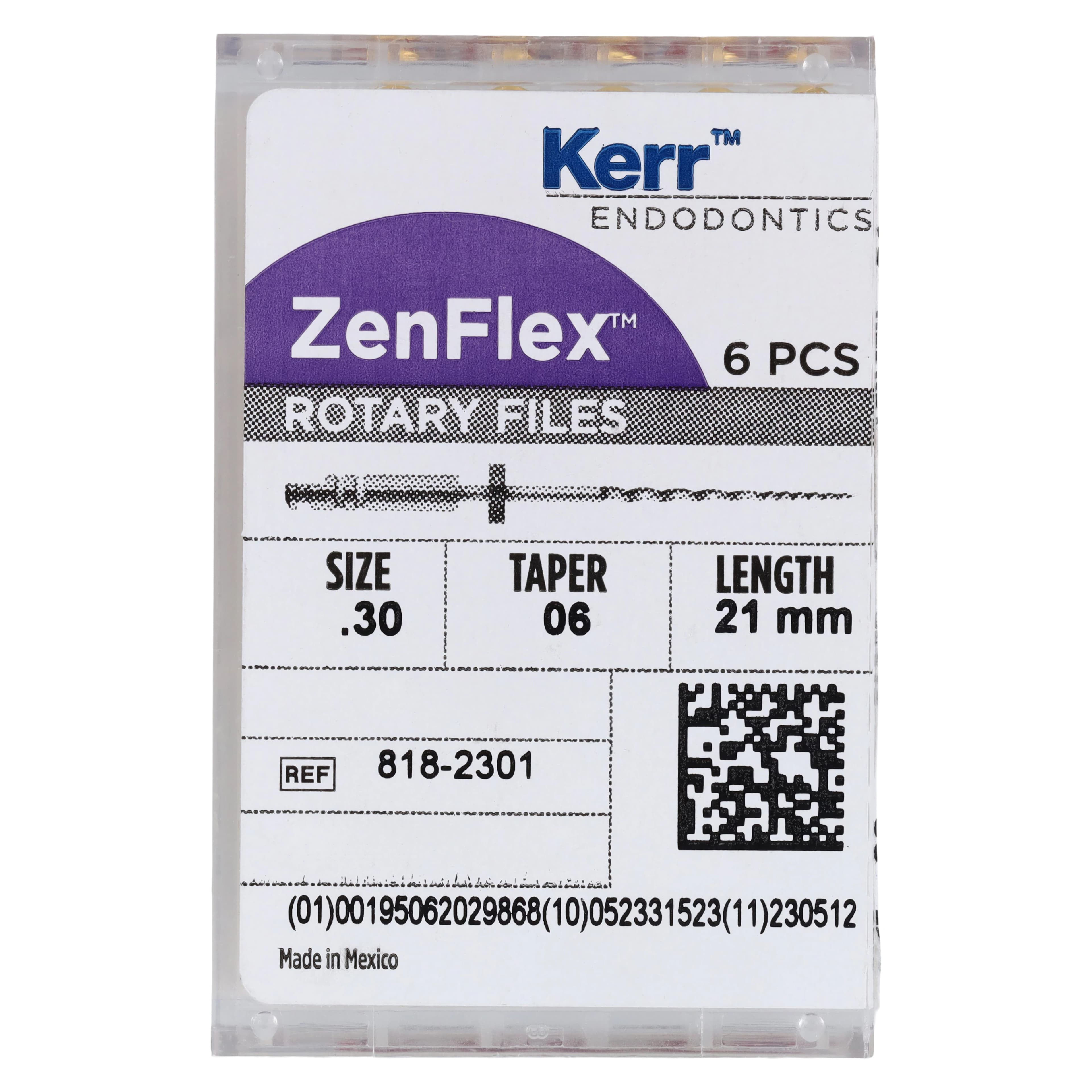 ZenFlex NiTi Rotary Shaping File, .30/.06/21mm, Non-Cutting Tip, 6/Pk, 818-2301 thumbnail 6