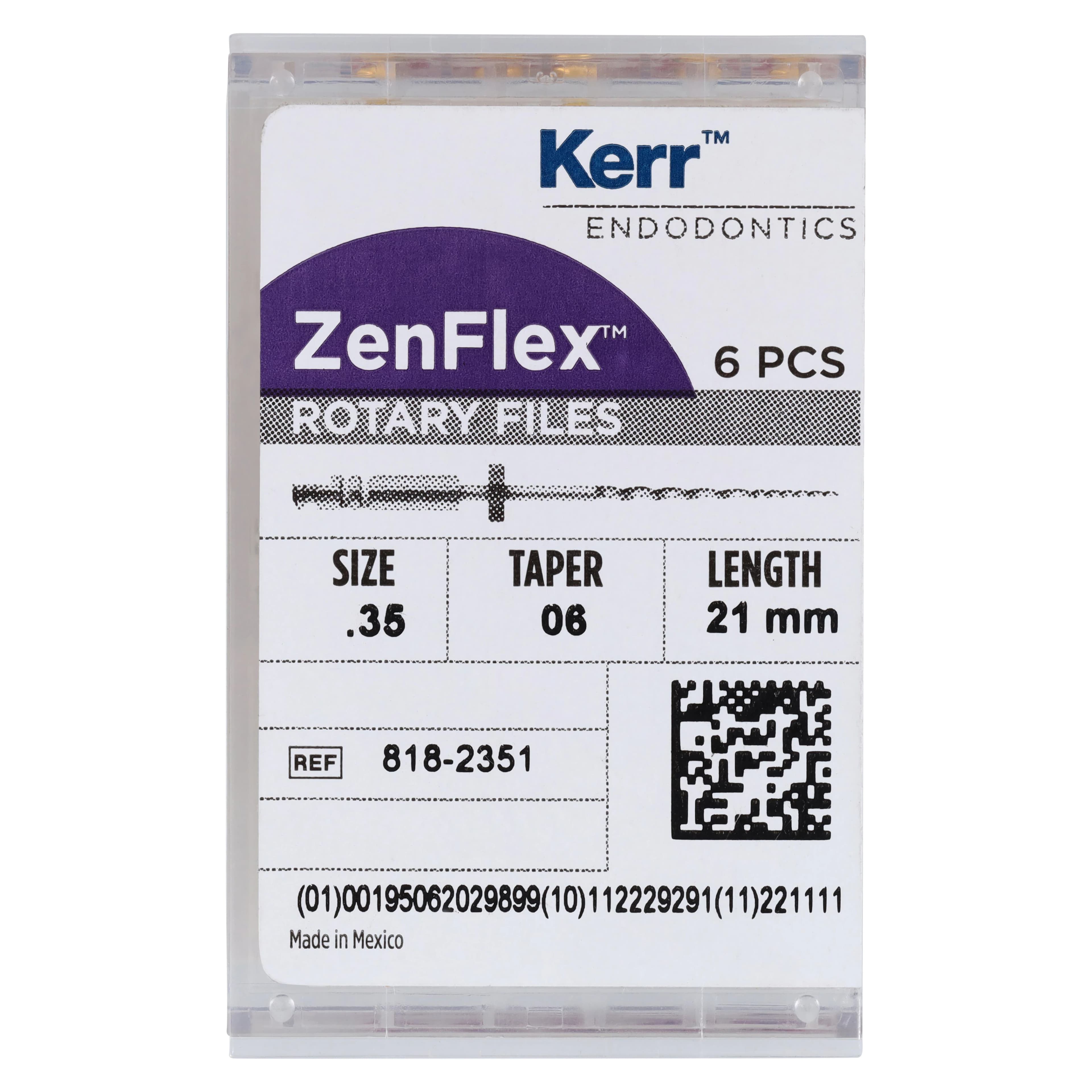 ZenFlex NiTi Rotary Shaping File, .35/.06/21mm, Non-Cutting Tip, 6/Pk, 818-2351 thumbnail 6