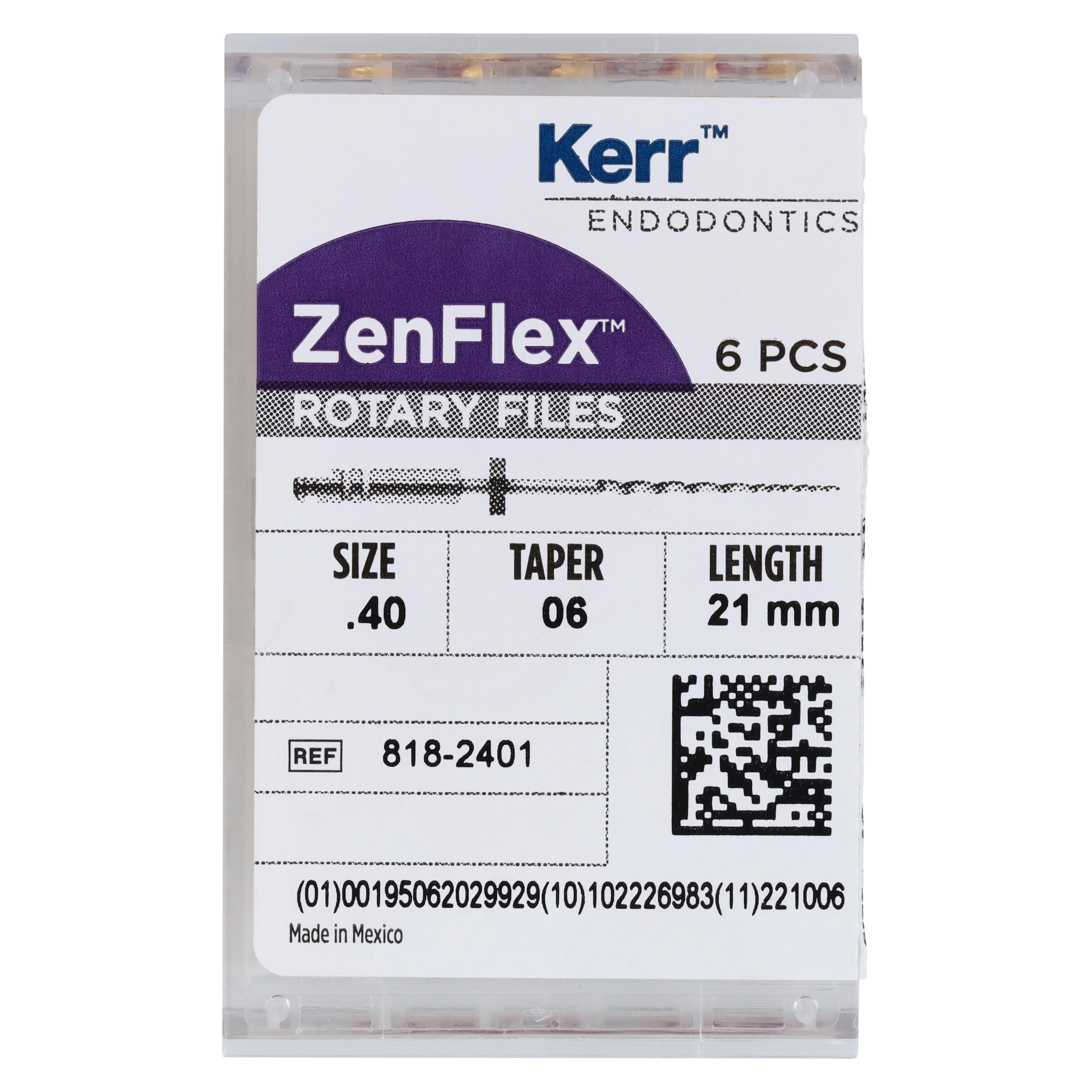 ZenFlex NiTi Rotary Shaping File, .40/.06/21mm, Non-Sterile, 6/Pk, 818-2401 thumbnail 6