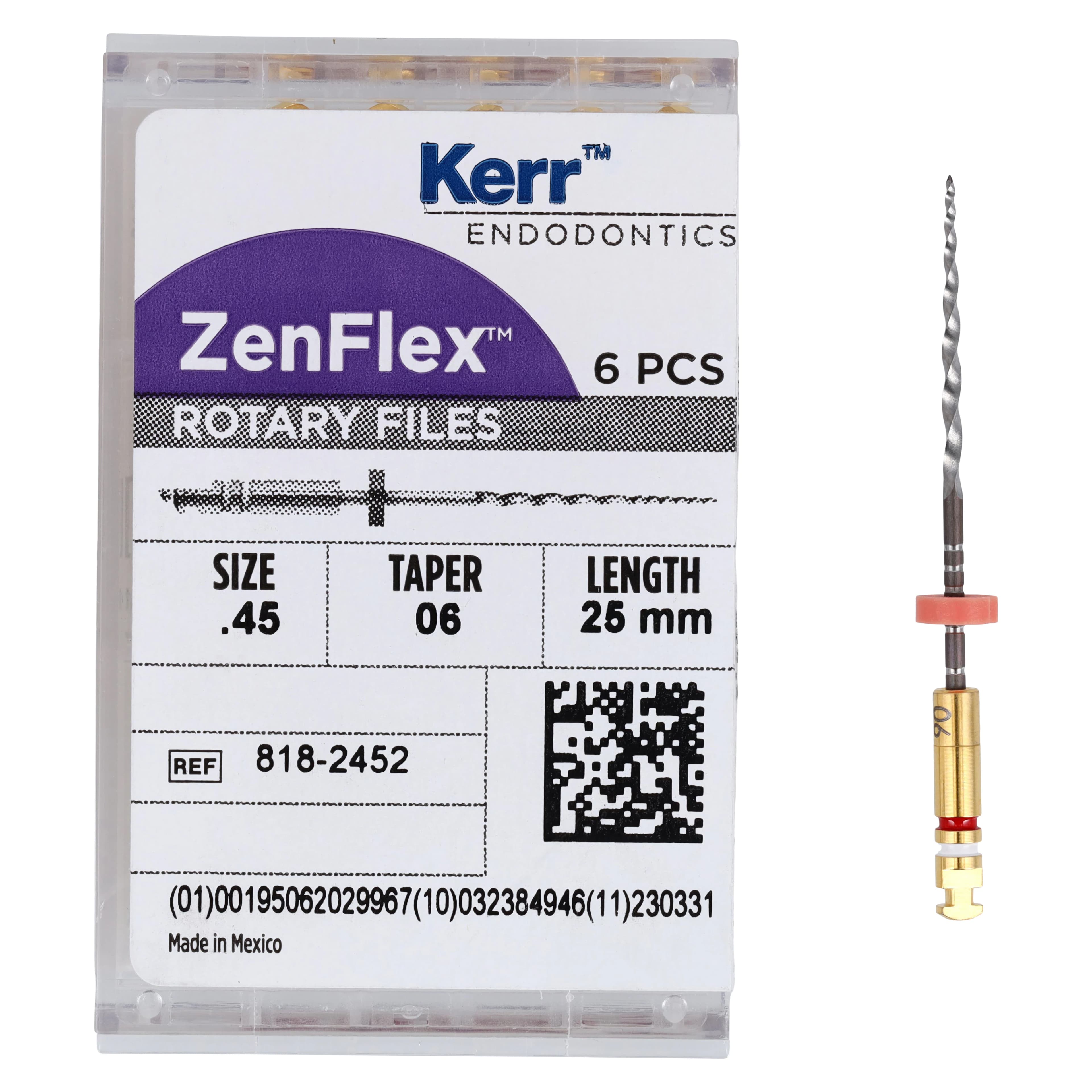 ZenFlex NiTi Rotary Shaping File, .45/.06/25mm, Non-Cutting Tip, 6/Pk, 818-2452 thumbnail 5