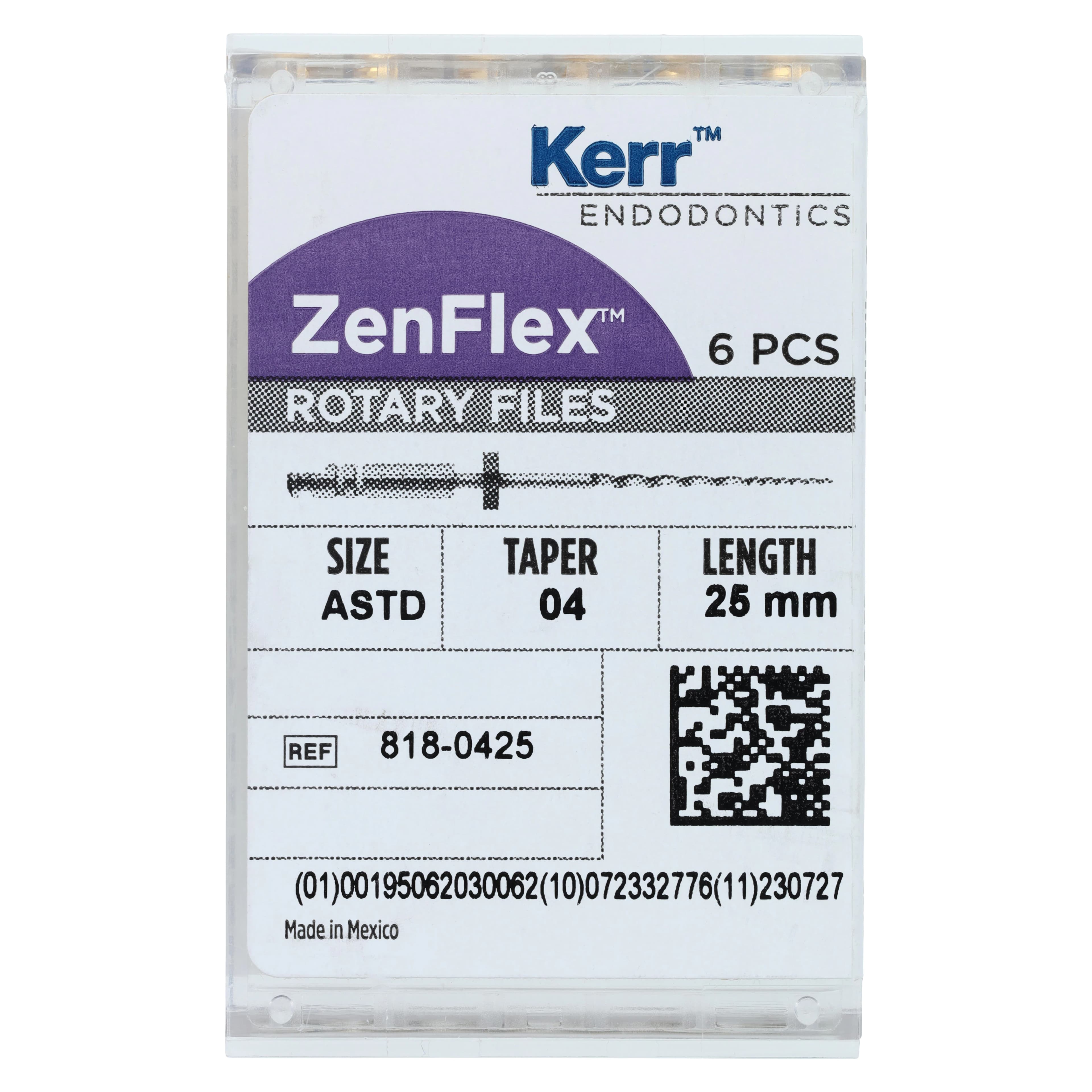 ZenFlex™ NiTi Rotary Shaping Files, .04 Taper, 25mm, Assorted Sizes 20-45, 6/Pk, 818-0425 thumbnail 5
