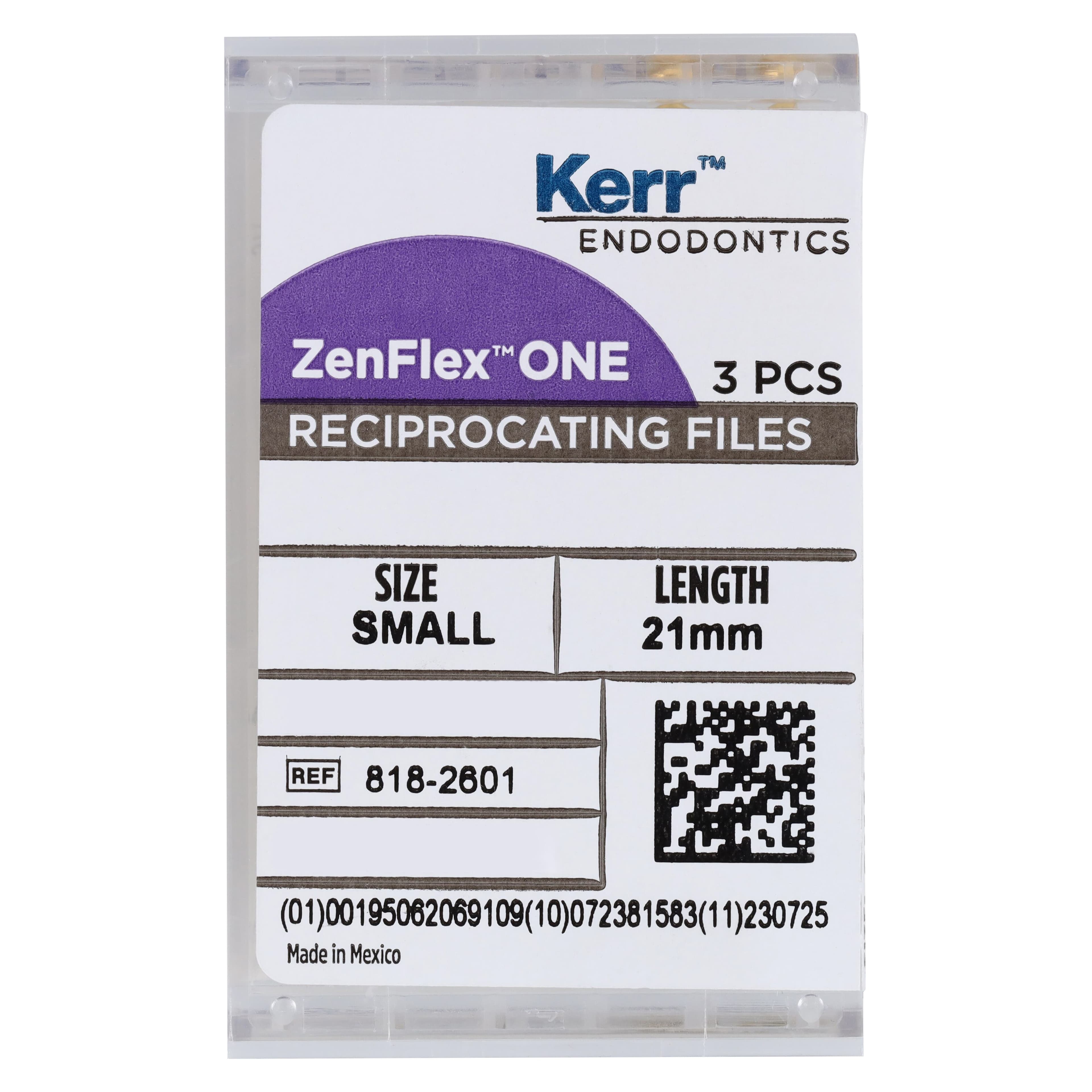 ZenFlex ONE Reciprocating NiTi File, Small, Yellow, .20/.06, 21mm, 3/Pk, 818-2601 thumbnail 6