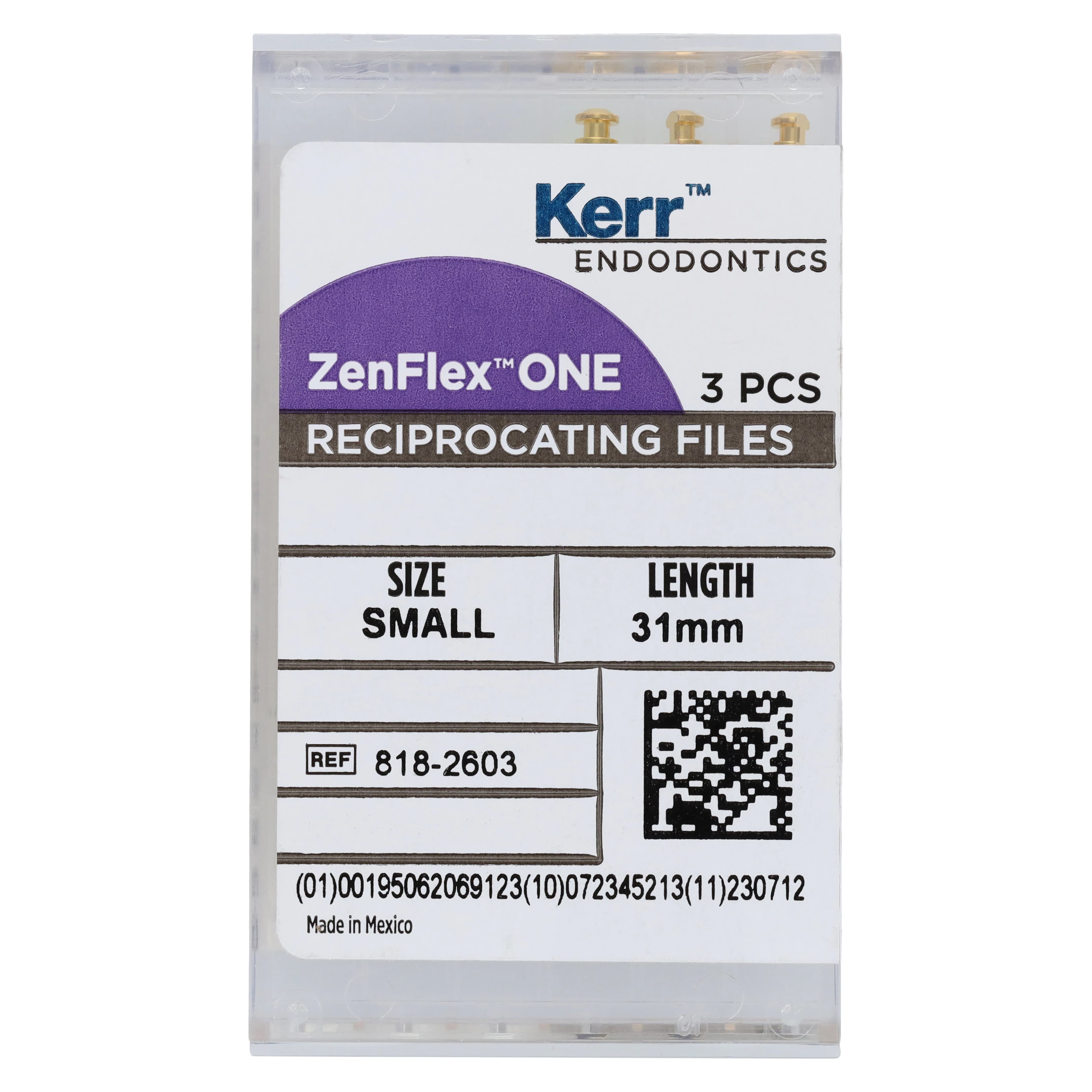 ZenFlex™ ONE Reciprocating NiTi File, Small, Yellow, .20/.06, 31mm, 3/Pk, 818-2603 - ZenFlex™ ONE Reciprocating NiTi File Small Yellow 31mm Pack of 3 - Image 1