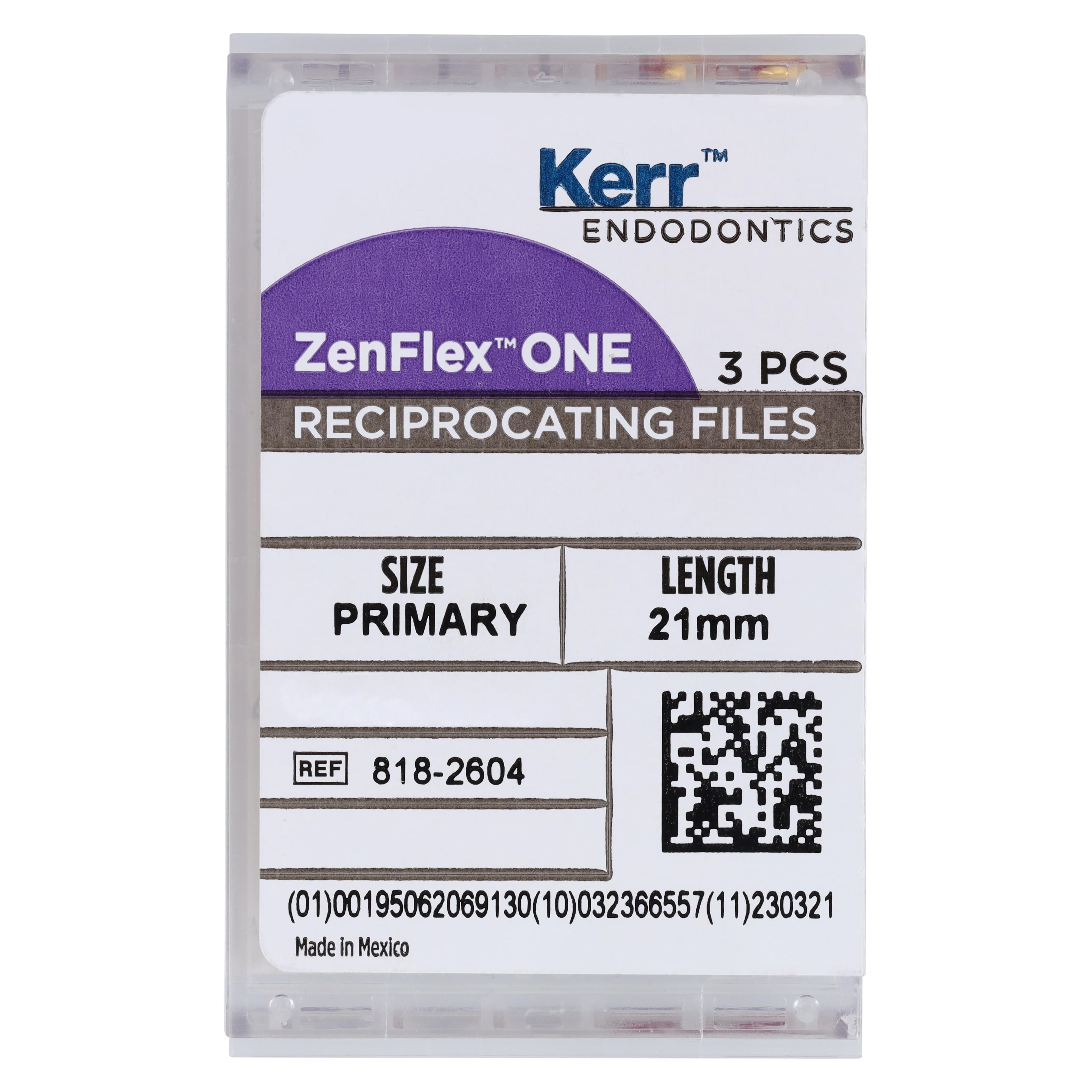 Kerr ZenFlex ONE Reciprocating NiTi File, Primary, Red, .25/.06, 21mm, 3/Pk, 818-2604 thumbnail 6