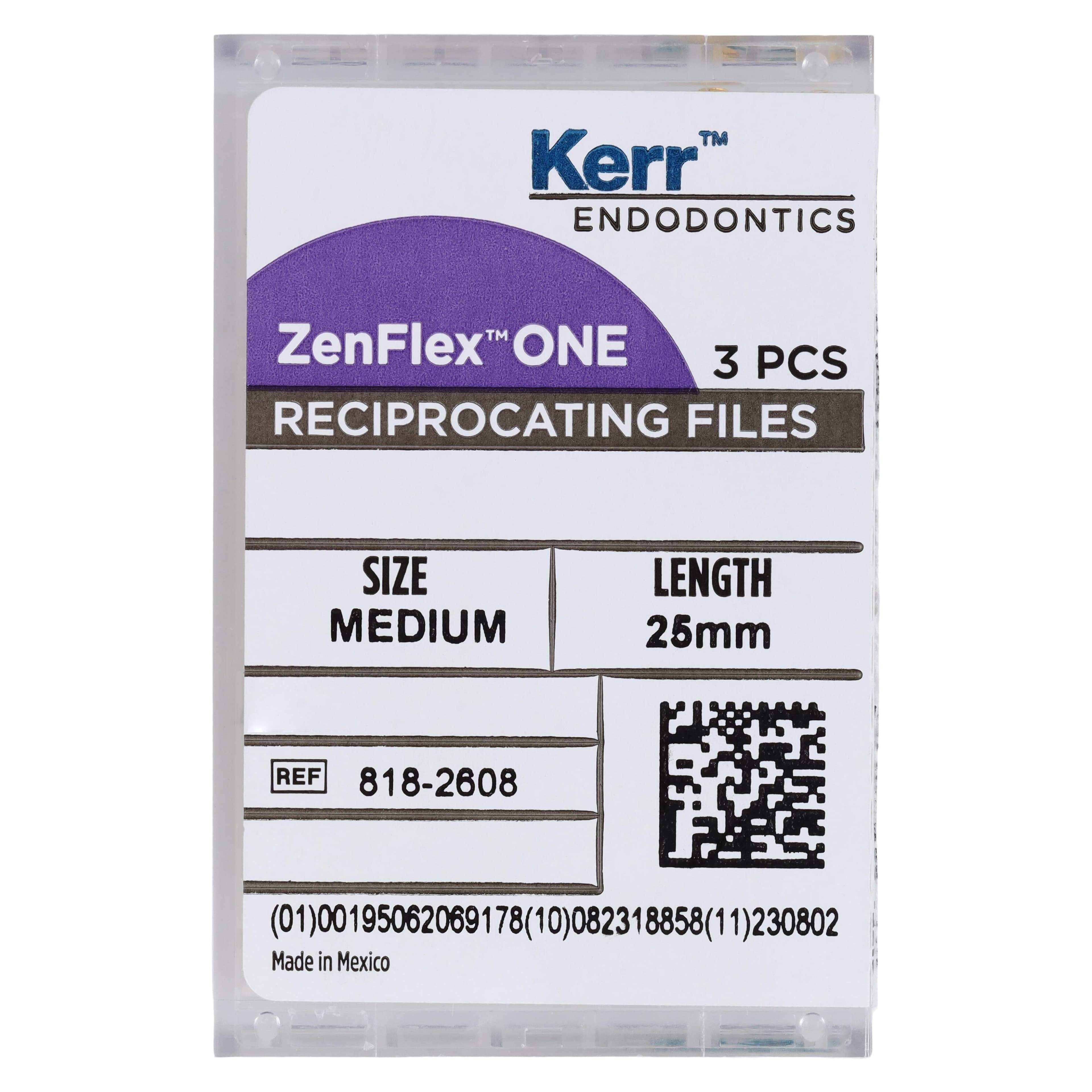ZenFlex ONE Reciprocating NiTi File, Medium (Green), .35/.06, 25mm, 3/Pk, 818-2608 thumbnail 6