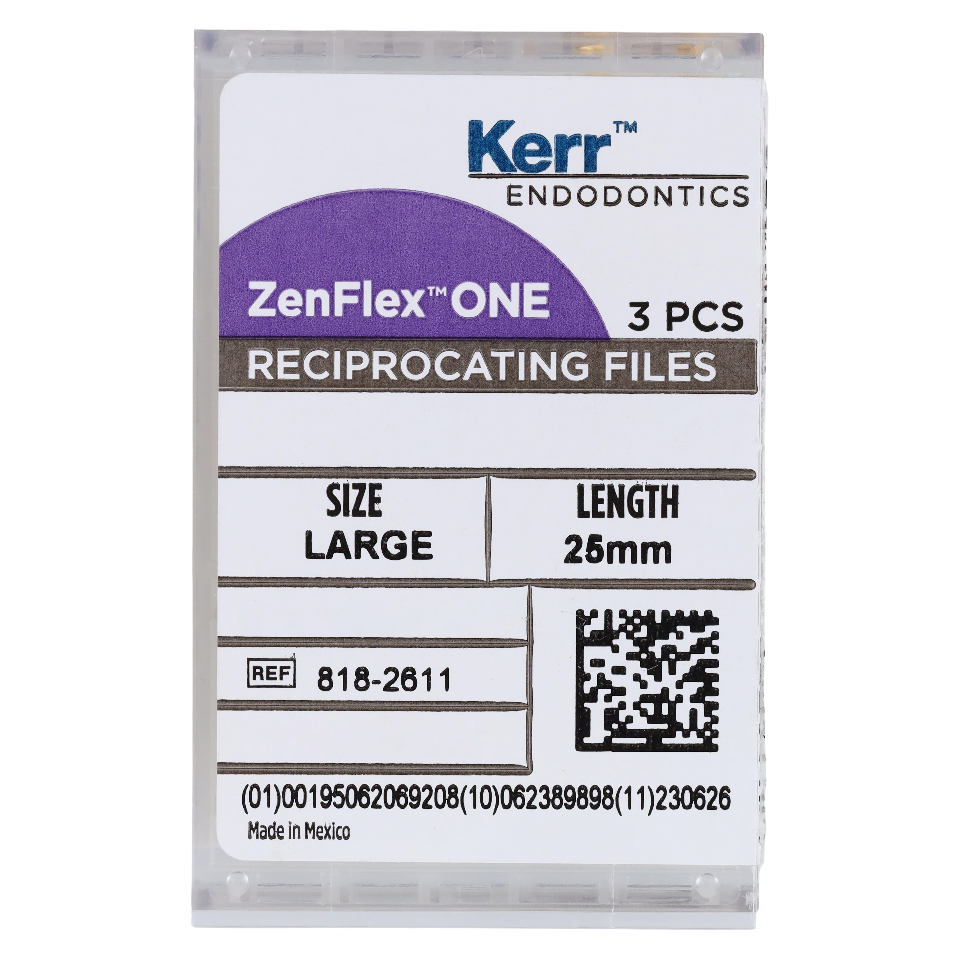 ZenFlex™ ONE Reciprocating NiTi File, Large, White, .45/.06, 25mm, 3/Pk, 818-2611 thumbnail 6