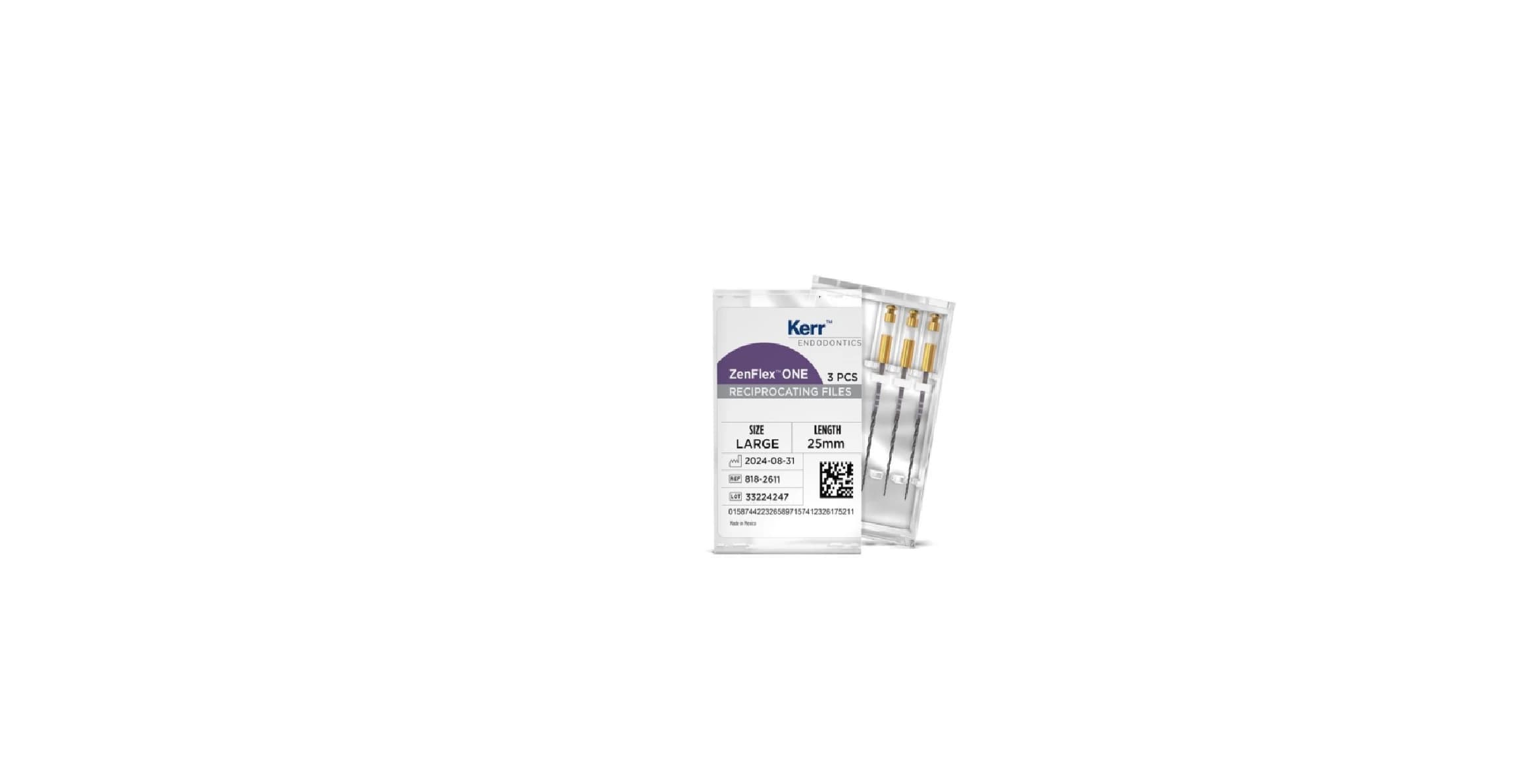 ZenFlex™ ONE Reciprocating NiTi File, Large, White, .45/.06, 25mm, 3/Pk, 818-2611 - ZenFlex™ ONE Reciprocating NiTi File Large White 25mm Pack of 3 - Image 1