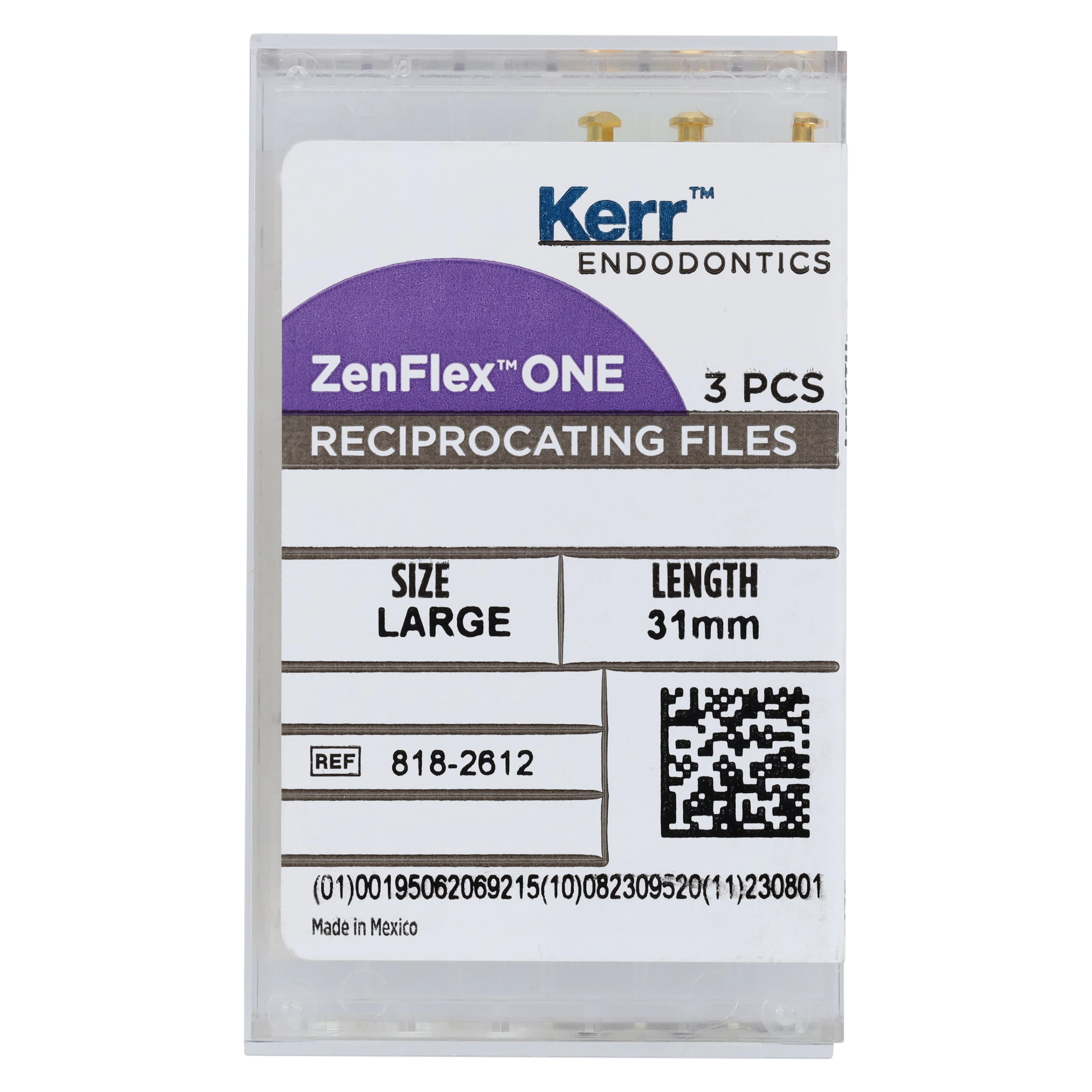 ZenFlex ONE Reciprocating NiTi File, Large, White, .45/.06, 31mm, 3/Pk, 818-2612 - ZenFlex™ ONE Reciprocating NiTi File Large White 31mm Pack of 3 - Image 1
