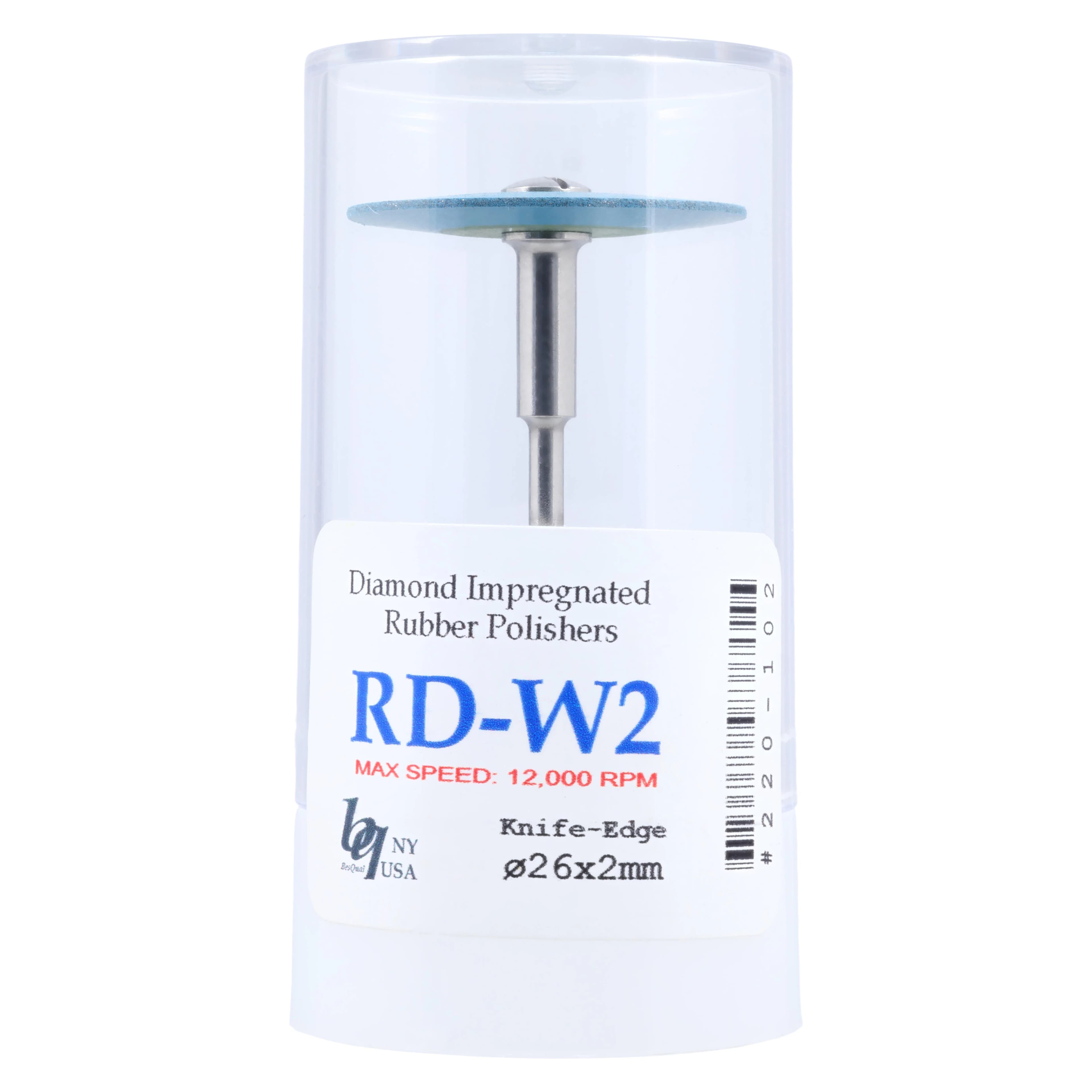 BesQual Rubber Diamond Impregnated Polisher (W2), Medium, Knife Edge, 26mm, Blue, 1/Pk thumbnail 3