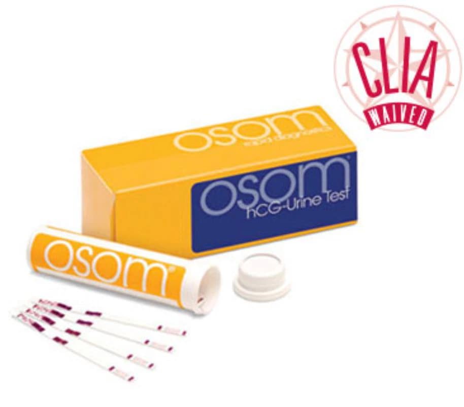OSOM hCG Urine Dipstick Test, 25 mIU/mL Sensitivity, 50/Box - Osom Hcg Urine Dipstick - Image 1