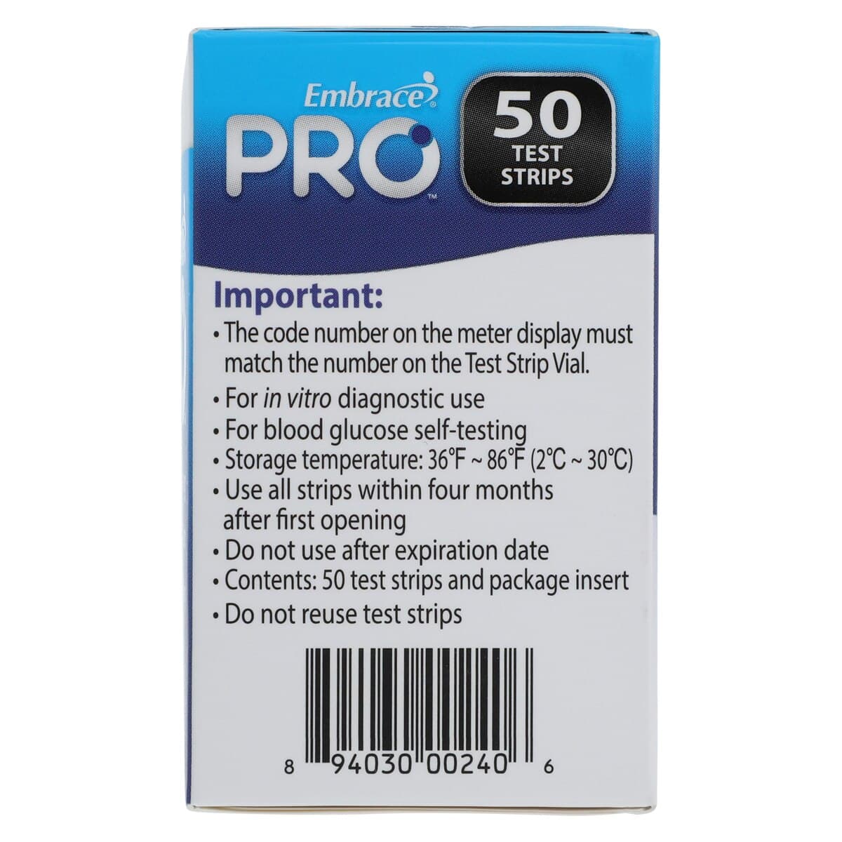 Embrace Pro Blood Glucose Test Strips, CLIA Waived, 50 Count, 50/Box thumbnail 4