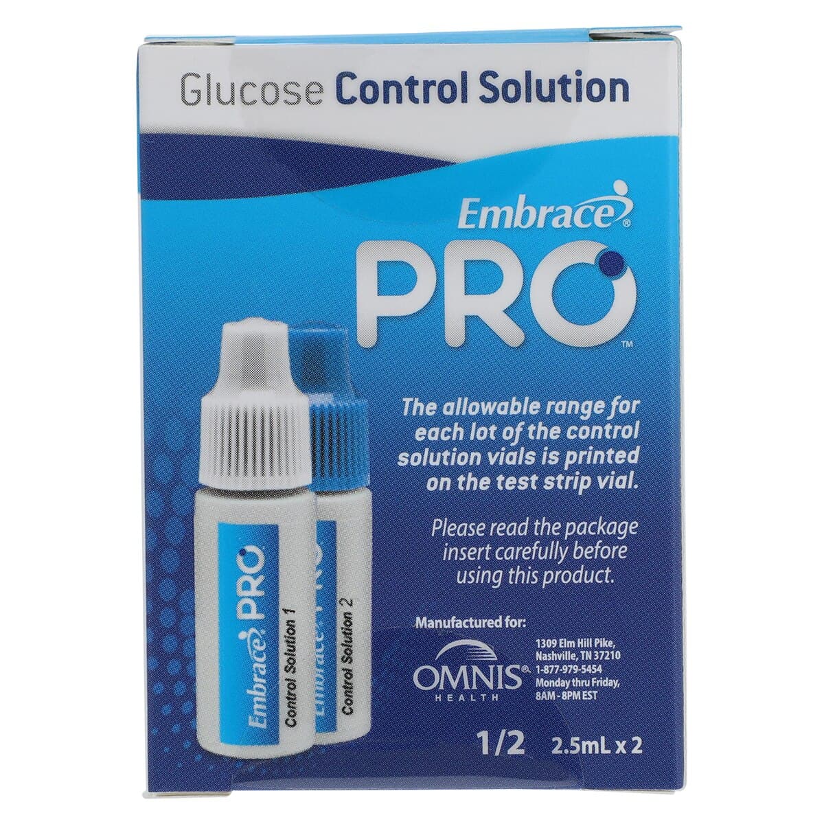 Embrace Pro Blood Glucose Hi/Lo Control Solution, 2 x 4 mL, 1 Box thumbnail 3