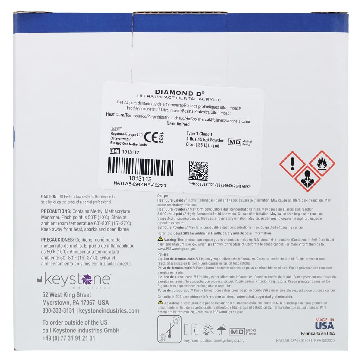 Keystone Diamond D Denture Resin, Dark Veined, Heat Cure Powder & Liquid, 1 lb (0.45 kg) thumbnail 6