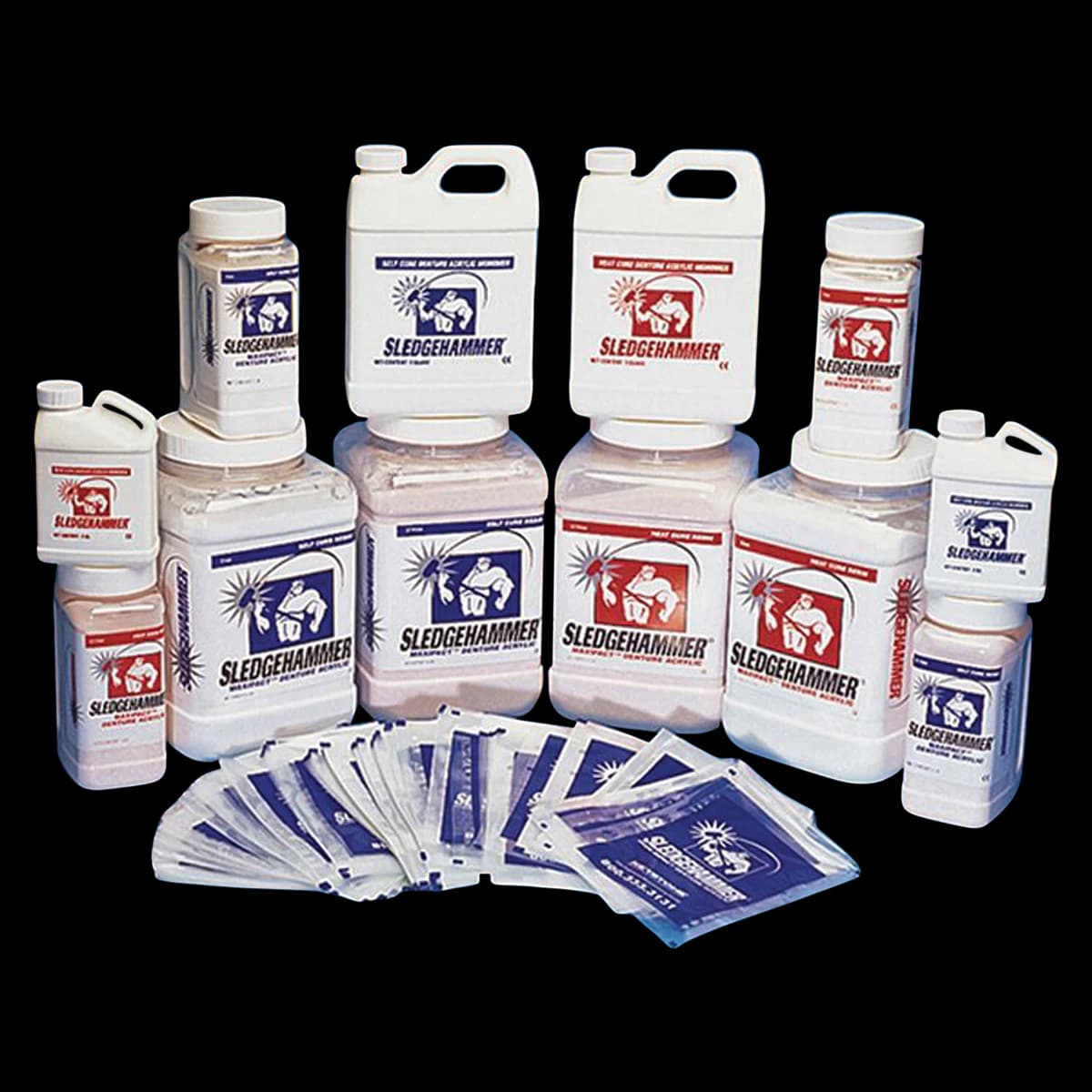 Sledgehammer Self-Cure Denture Acrylic Powder and Liquid Kit, Light Fibered, 25 lb Powder and 4 Quart Liquid - Sledgehammer Self-Cure Denture Acrylic Powder and Liquid Kits - Light Fibered 25 lb Powder And 4 Quart Liquid - Image 1