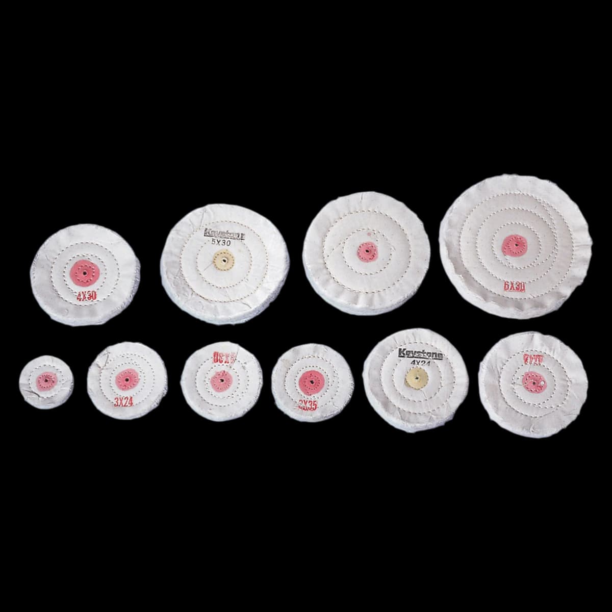 Keystone Muslin Buffs, 4" x 42-Ply, Pack of 12, 1180170 - Muslin Buffs 4" x 42-Ply 12/Pk - Image 1