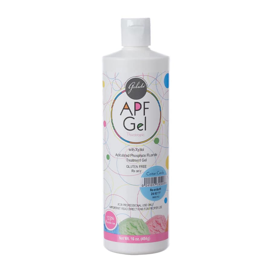 Gelato APF Fluoride Gel, 1.23% Acidulated Phosphate Fluoride, 60-Second Thixotropic Gel, Cotton Candy, 16 oz Bottle, 24-10177 - Gelato APF Fluoride Gel - Image 1