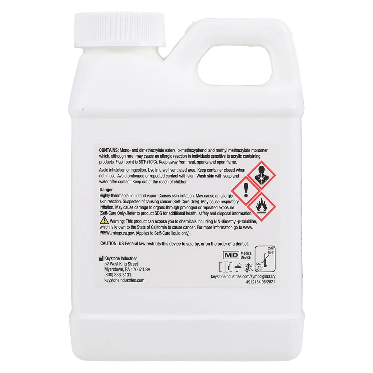 Diamond D Ultra Impact Acrylic, Self-Cure, Powder/Liquid Kit, Light Reddish Pink, 1 lb Powder & 8 oz Liquid, 1/Pk, 1013075 thumbnail 5