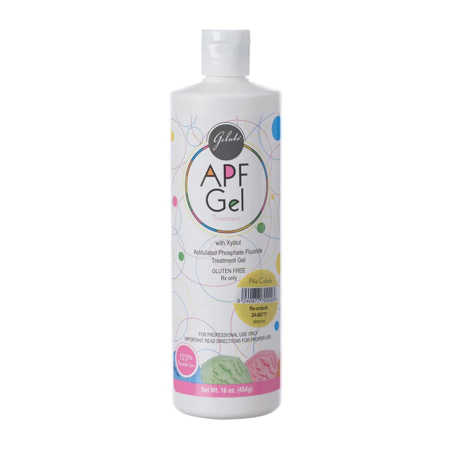 Gelato APF 60 Second Fluoride Gel, 1.23% Acidulated Phosphate, Pina Colada, 16 oz Bottle, 24-08777 - Gelato APF Fluoride Gel - Image 1