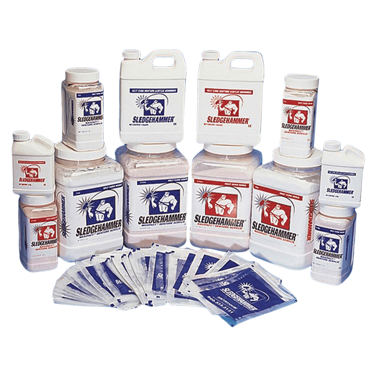 Sledgehammer Heat-Cure Denture Acrylic Powder and Liquid Kit, Light Fibered Plus, 1 lb Powder and 8 oz Liquid - Sledgehammer Heat-Cure Denture Acrylic Powder and Liquid Kits - Light Fibered Plus, 1 lb Powder and 8 oz Liquid - Image 1