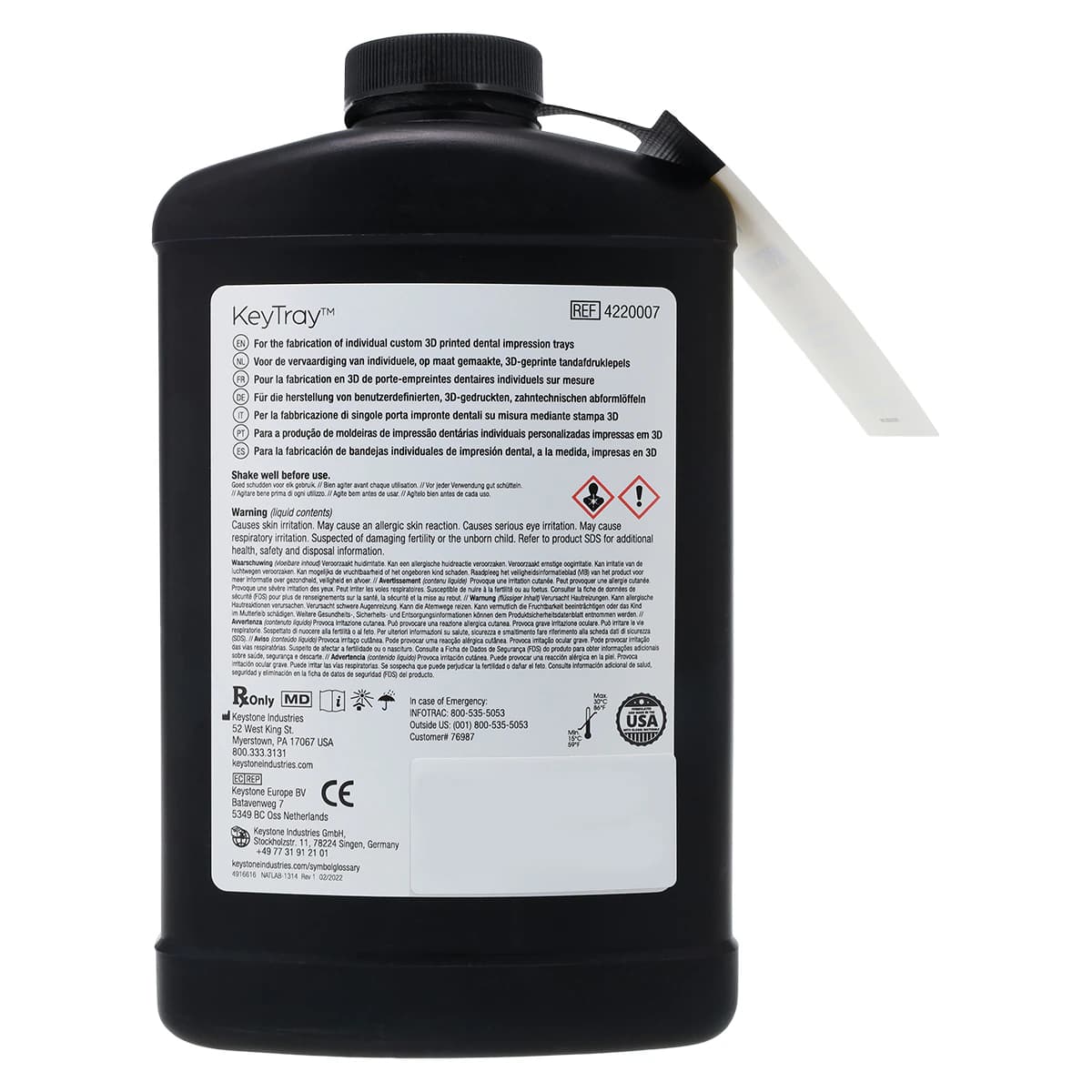 KeyPrint KeyTray 3D Printing Resin, Biocompatible Class I, Purple, 1 kg Bottle, 4220007 thumbnail 2