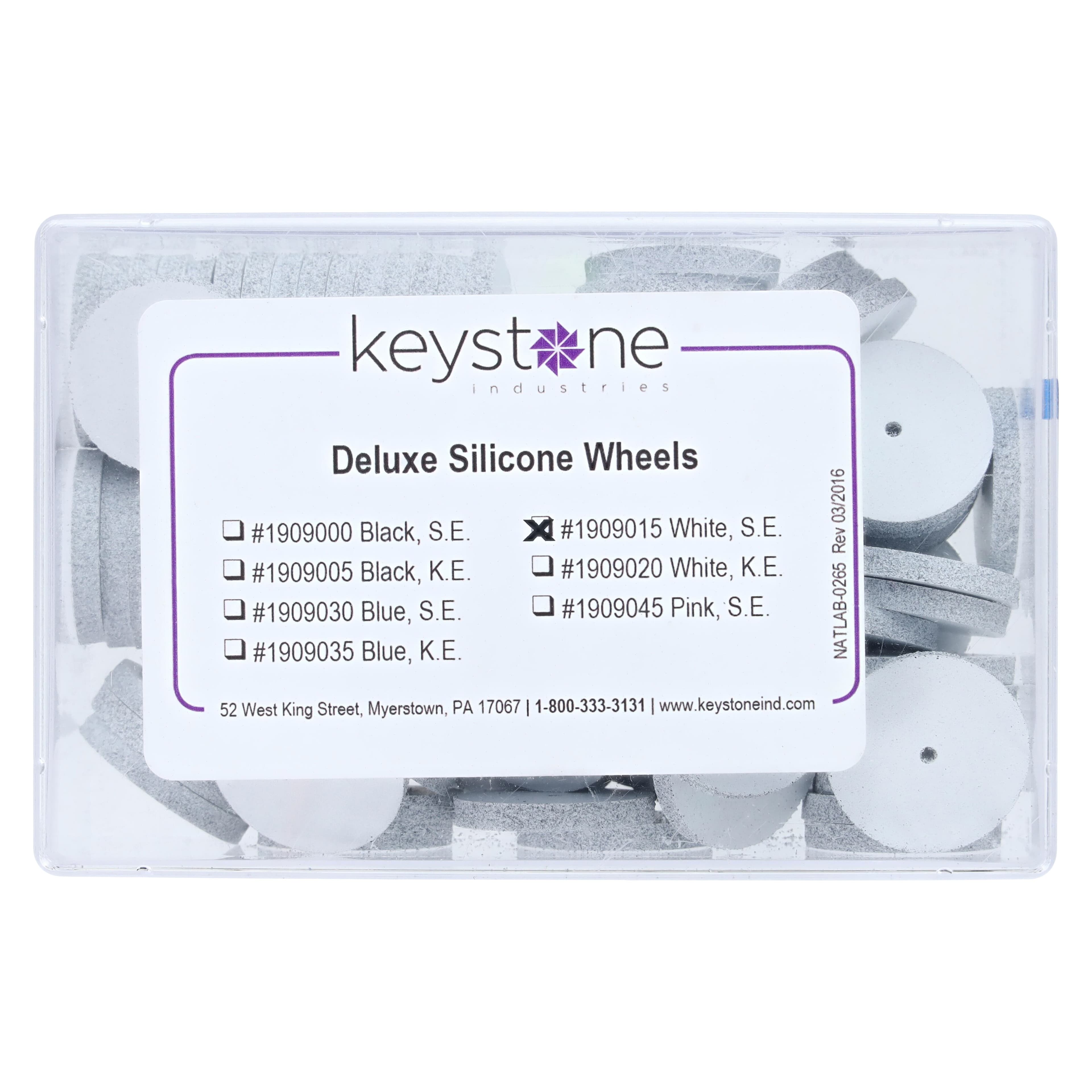 Keystone Deluxe Silicone Square Edge Wheels, White, Coarse Grit, 7/8" x 1/8", Box of 100 thumbnail 3