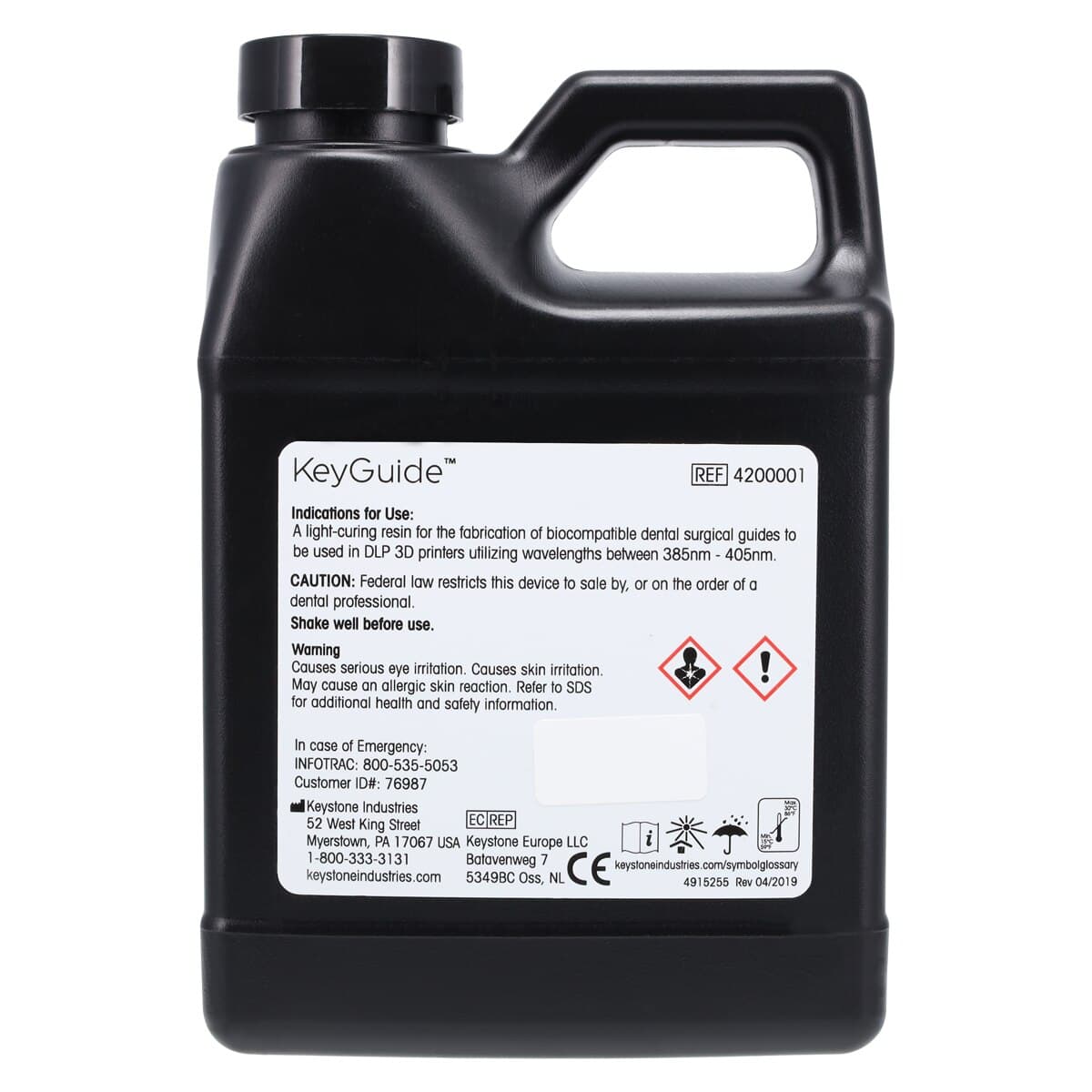 KeyPrint Lab Resin Intro Kit, 4 x 16 oz (0.5 kg) Bottles, KeyCast, KeyMask, KeyModel, KeyOrtho Model, 4200010 thumbnail 5