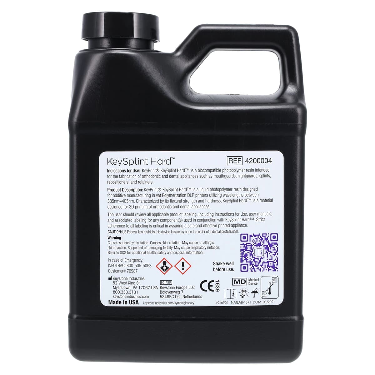 KeyPrint Lab Resin Intro Kit, 4 x 16 oz (0.5 kg) Bottles, KeyCast, KeyMask, KeyModel, KeyOrtho Model, 4200010 thumbnail 7