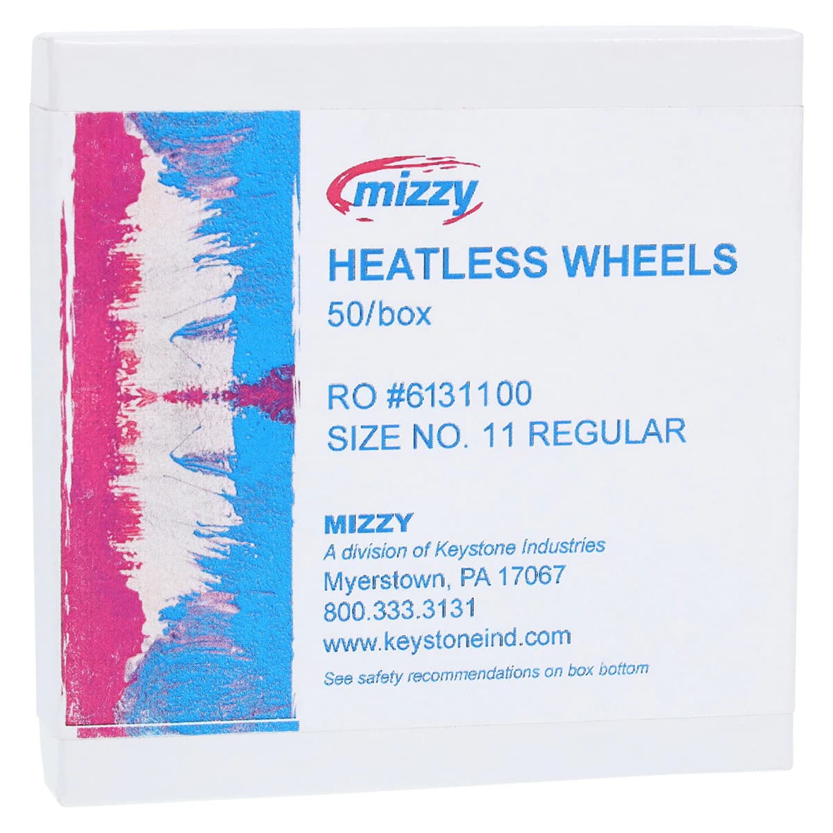 Mizzy Heatless Wheels #11 Regular Grit, Gray, 1/8" x 5/8" (3.1mm x 15.8mm), 50/Box, 1900200 - #11 Regular Mizzy Heatless Wheels Pack of 50 - Image 1