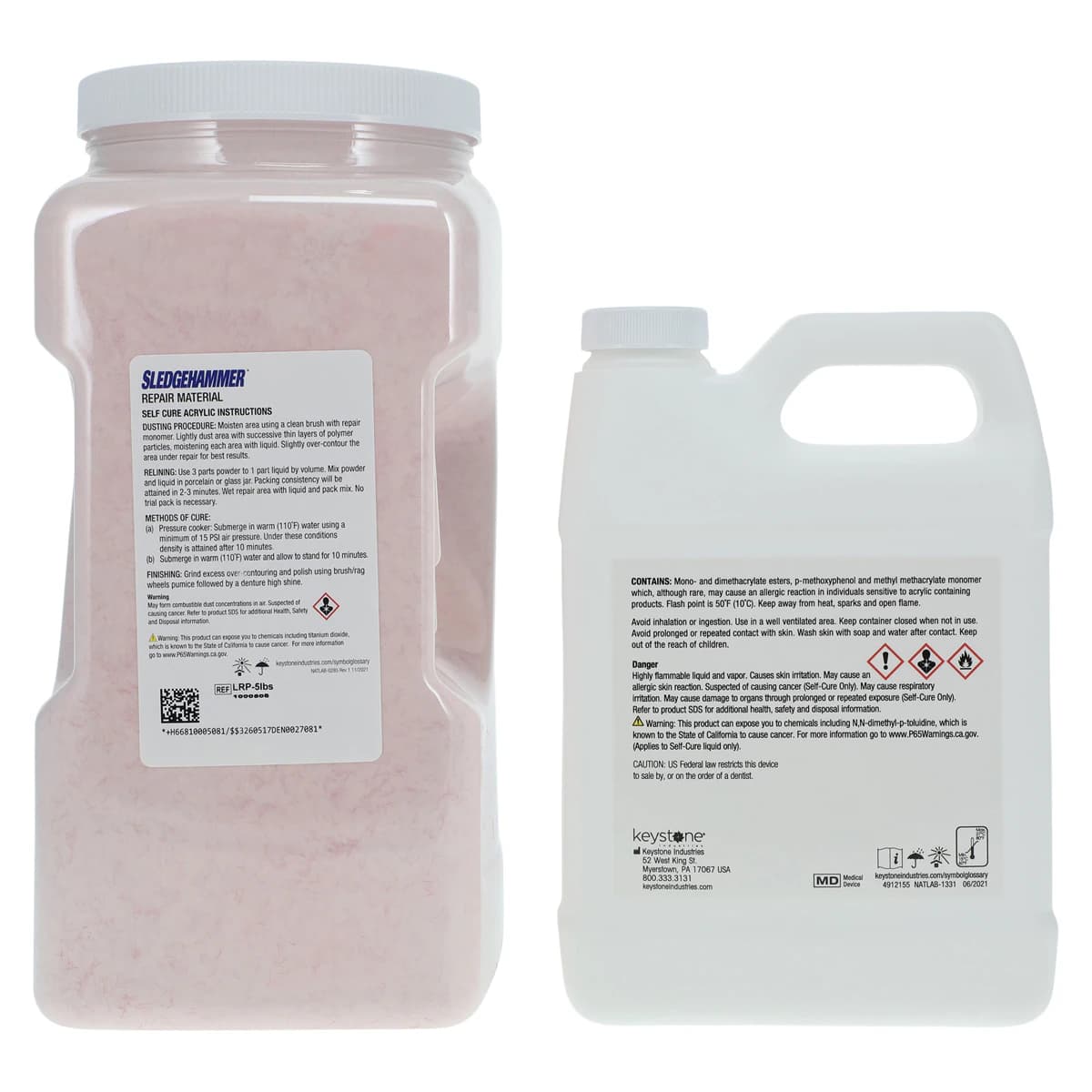Sledgehammer Self-Cure Denture Acrylic, Light Reddish Pink, 5 lb Powder and 1 qt Liquid Kit thumbnail 4