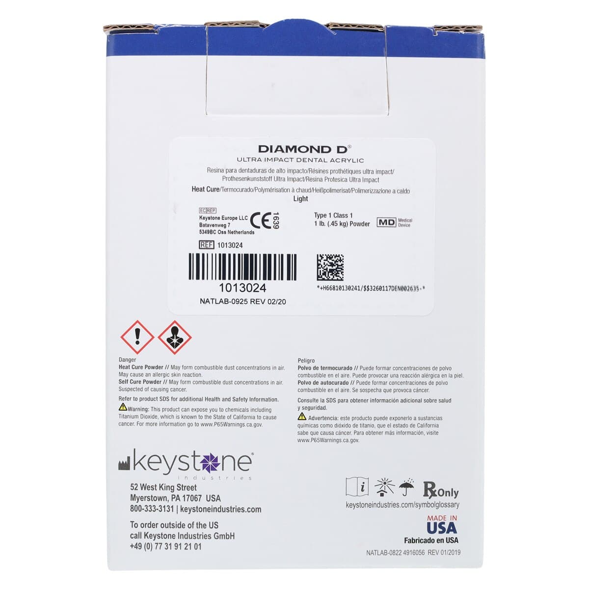 Keystone Diamond D Heat Cure Denture Acrylic Powder, Light, 1 lb (Powder Only) thumbnail 4