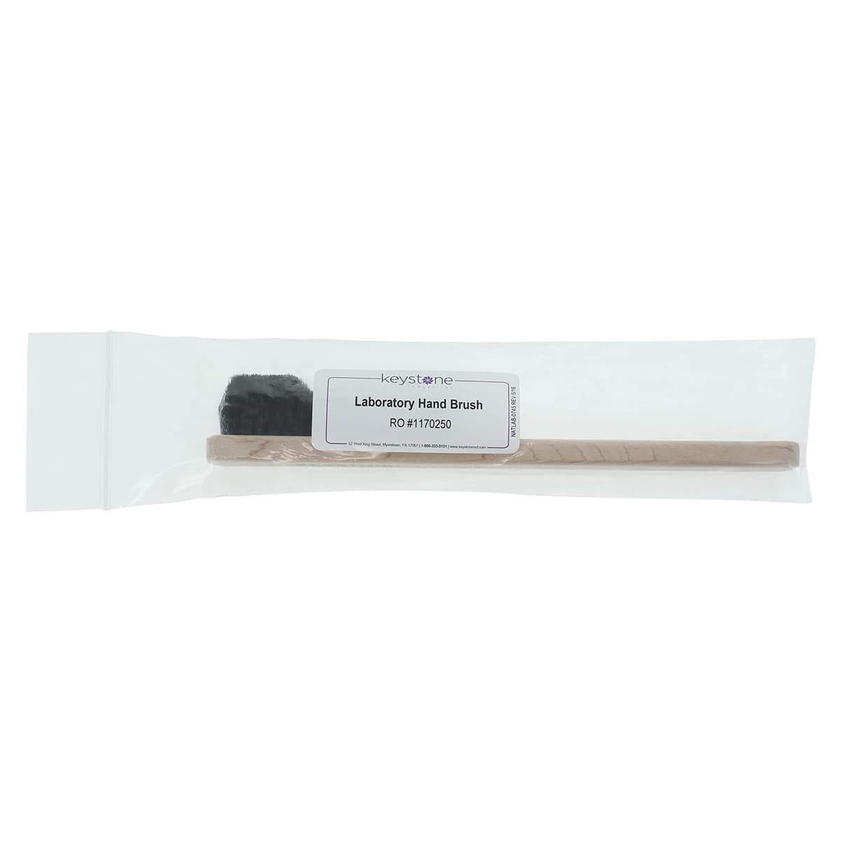 Keystone Laboratory Hand Brush / Washout Brush, Wooden Handle, 4 Rows of Stiff Black Bristles, 1 Each (842) - Laboratory Hand Brush - Image 1
