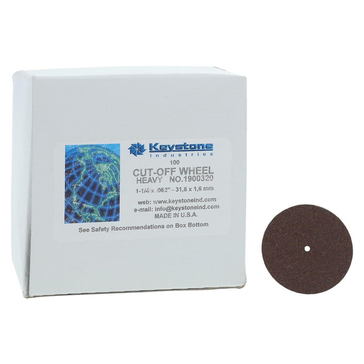 Keystone Cut-Off Wheels, 1-1/4" x .062" (31.8 x 1.6 mm), Reddish-Brown, Aluminum Oxide, 100/Box, 1900320 thumbnail 2