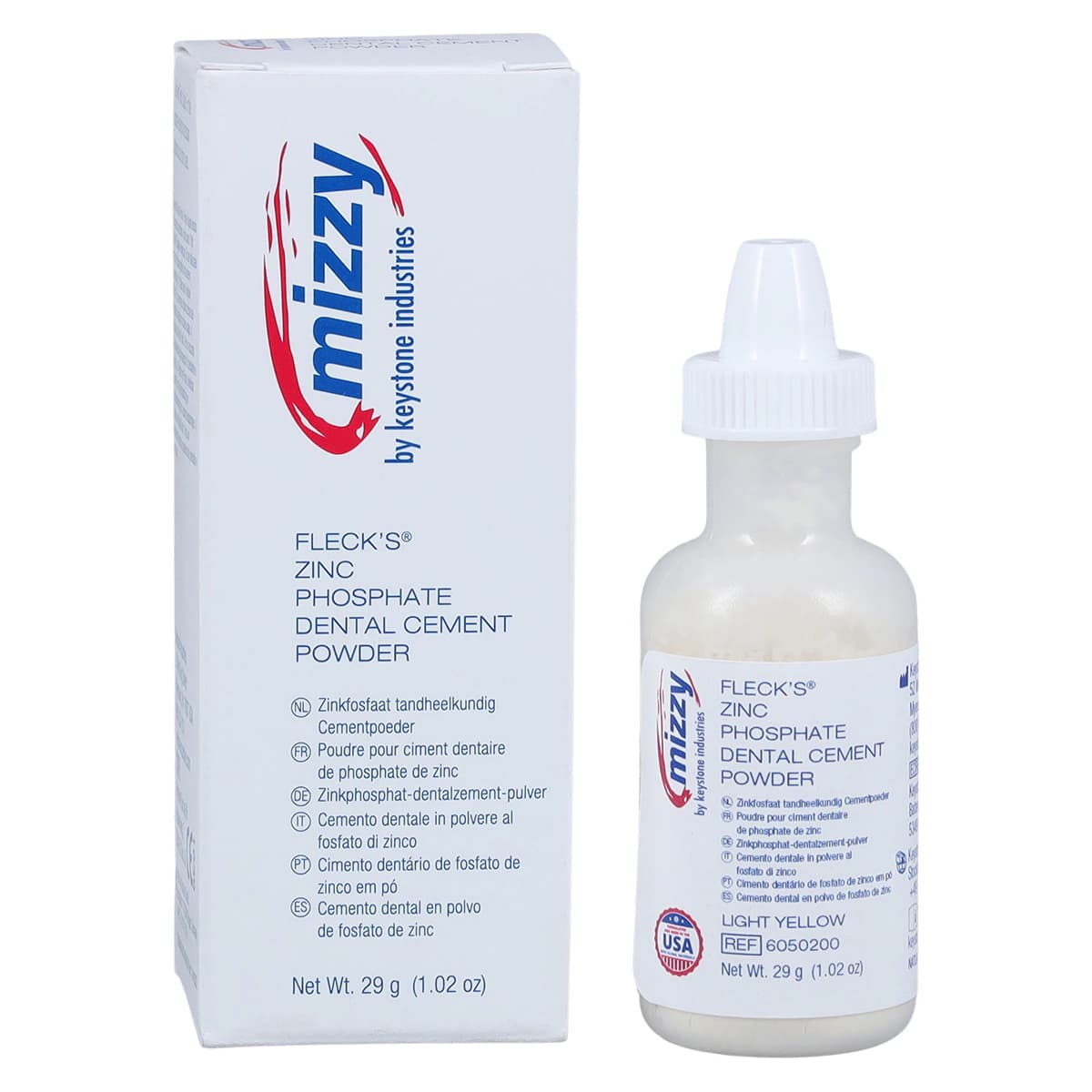 Fleck's Zinc Phosphate Cement Powder, Light Yellow, 29 g Bottle, 6050200 - Flecks Cement Powder Light Yellow 29gm - Image 1