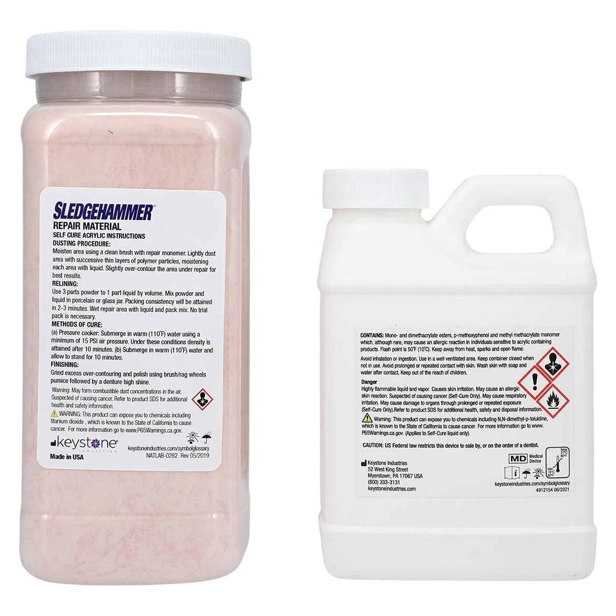 Sledgehammer Multi Pack Self Cure Acrylic, Original, 1 lb Powder & 8 oz Liquid, 1/Pk, 1000483 thumbnail 3