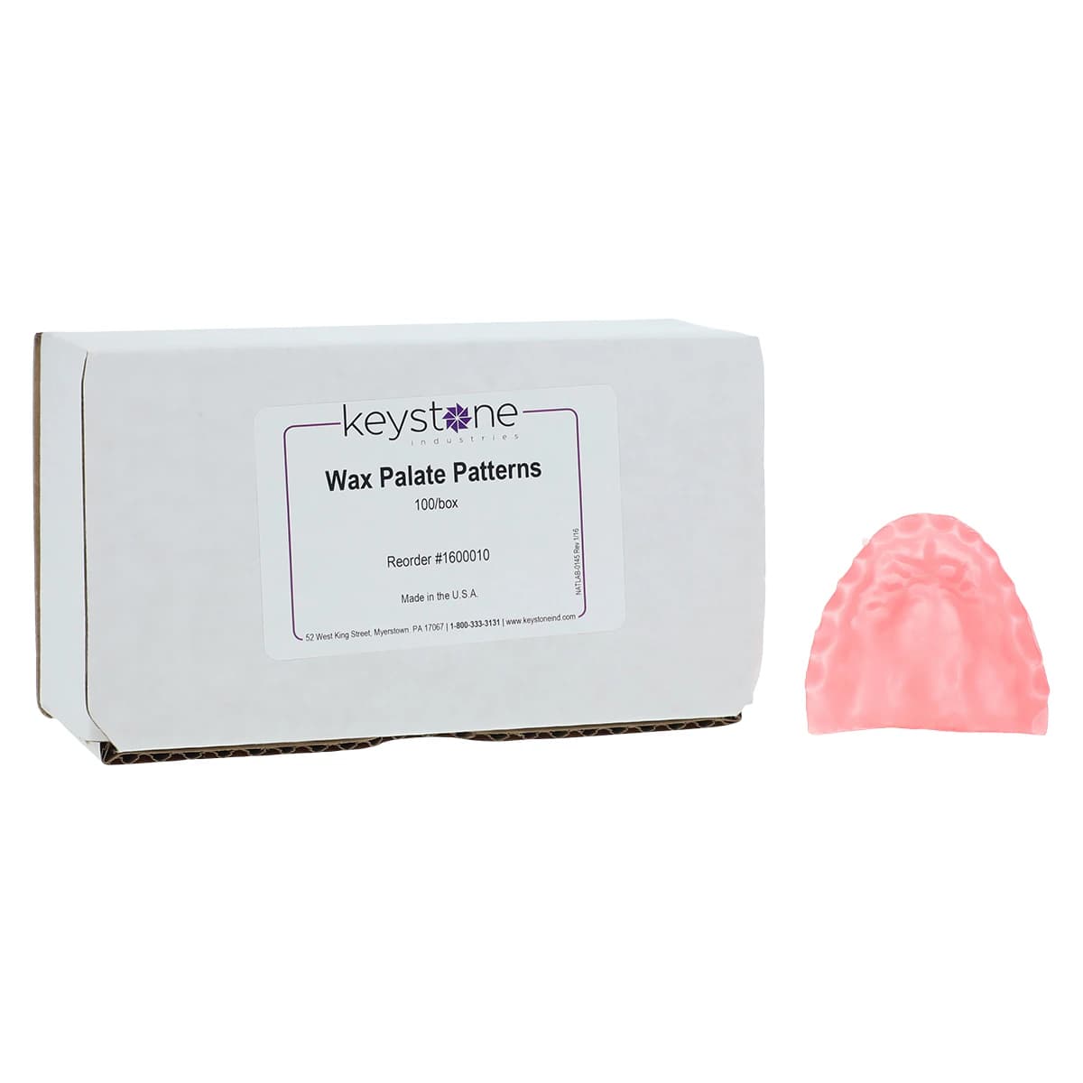 Keystone #915 Wax Palate Patterns, Box of 100 - #915 Wax Patterns Palate Box of 100 - Image 1