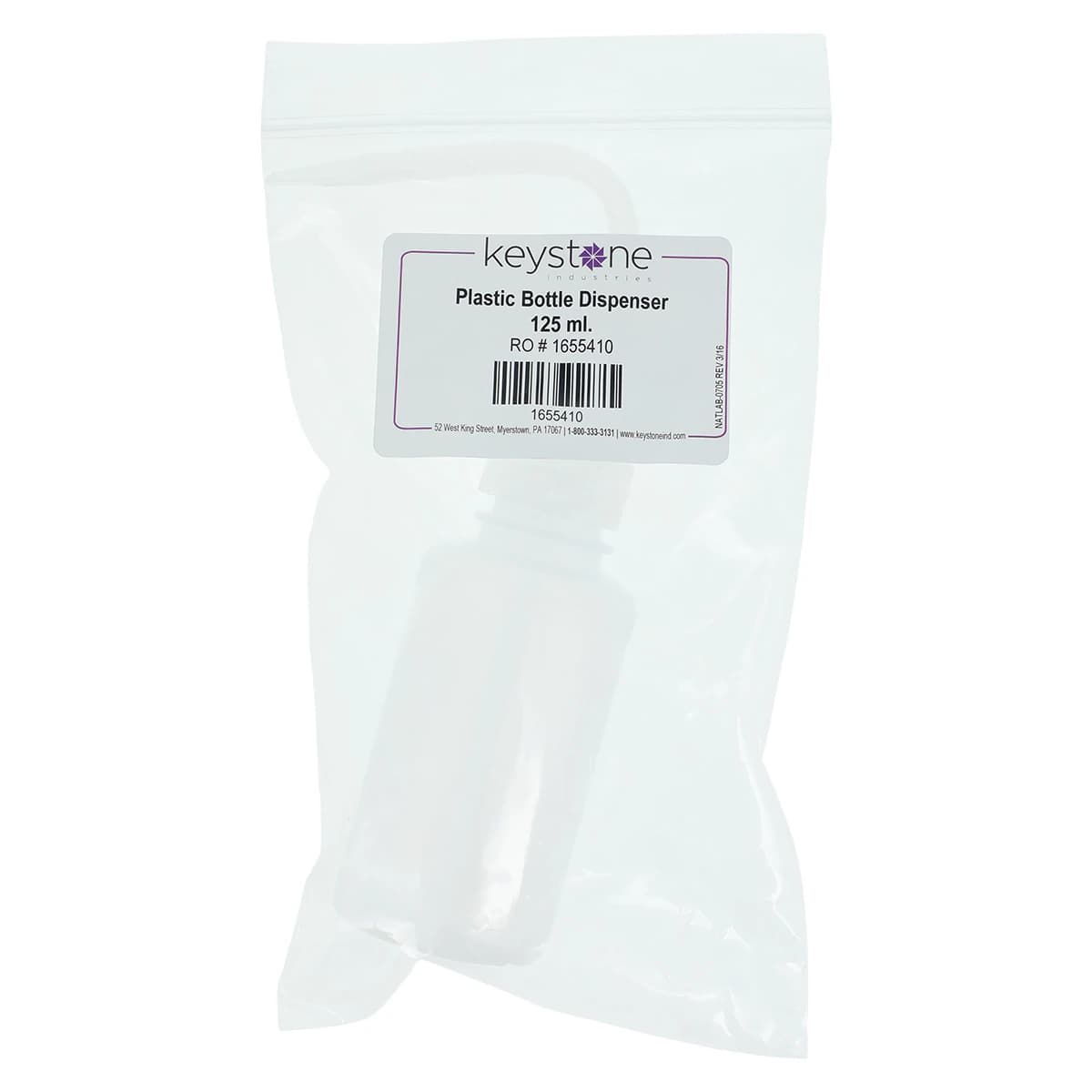 Keystone Industries Plastic Liquid Dispenser Bottle, 125 mL (4 oz), Angled Spout, 1/Pkg, 1655410 - Plastic Liquid Dispenser Bottle 125ml/4oz - Image 1