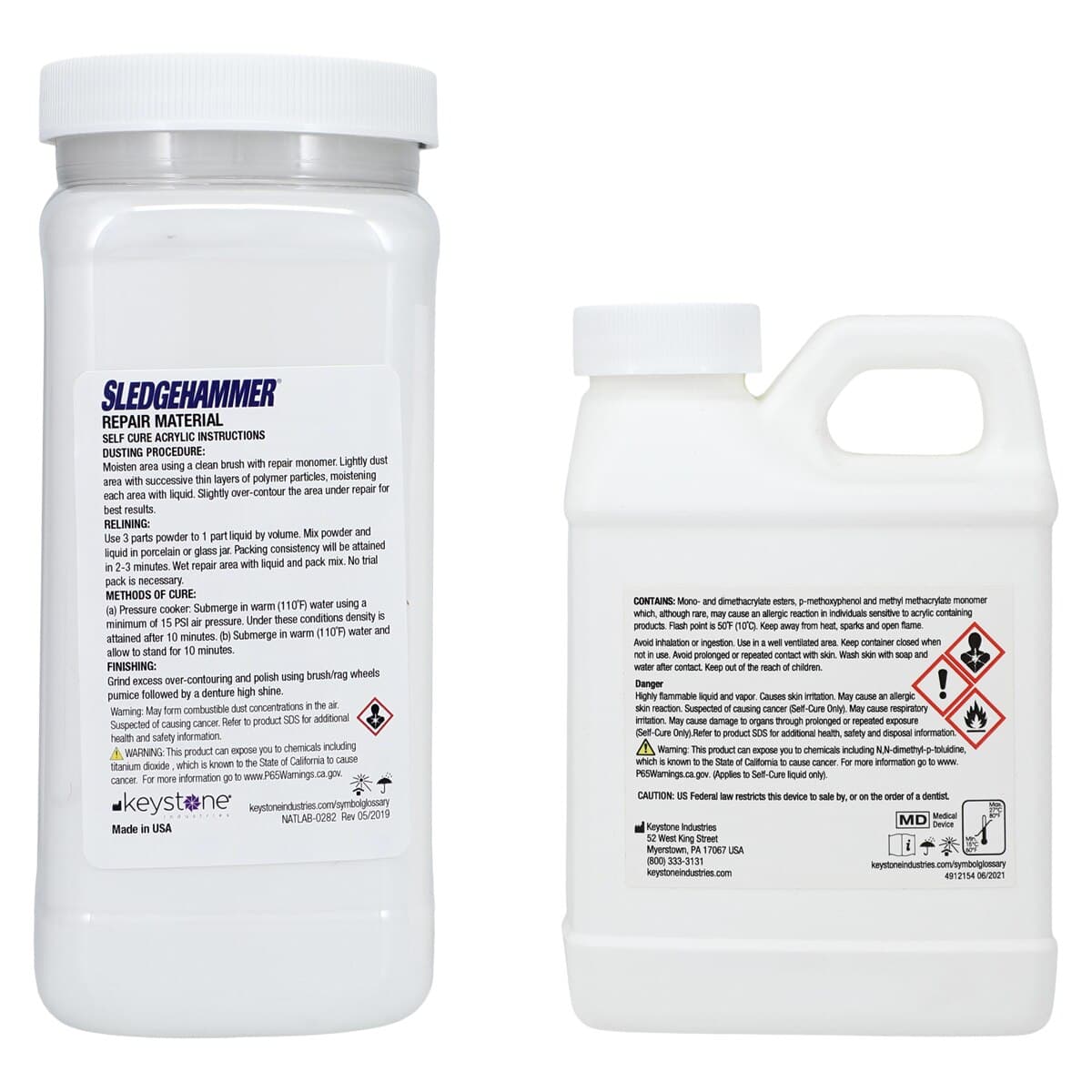 Sledgehammer Multi-Pack Self-Cure Acrylic, Clear, 1 lb Powder & 8 oz Liquid Kit thumbnail 3